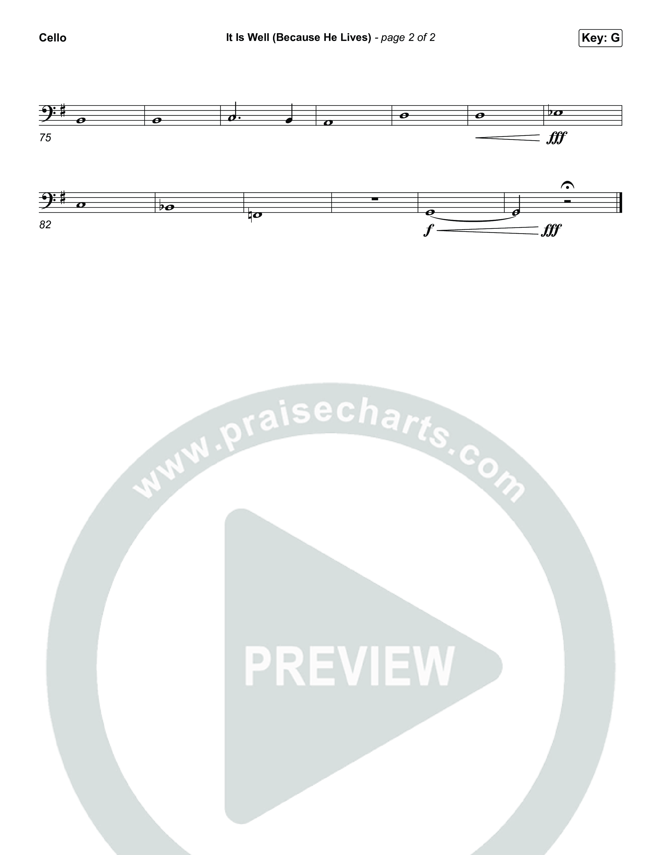 It Is Well (Because He Lives) (Choral Anthem SATB) Cello (Tommee Profitt / Bay Turner / Arr. Luke Gambill)