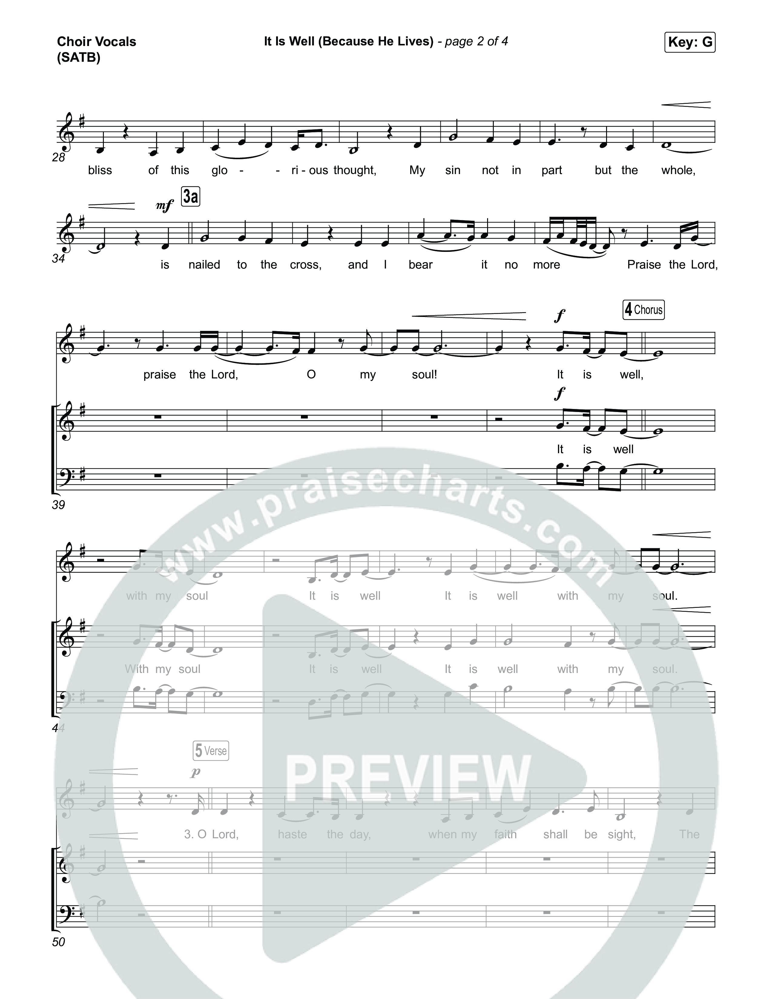 It Is Well (Because He Lives) (Choral Anthem SATB) Choir Sheet (SATB) (Tommee Profitt / Bay Turner / Arr. Luke Gambill)
