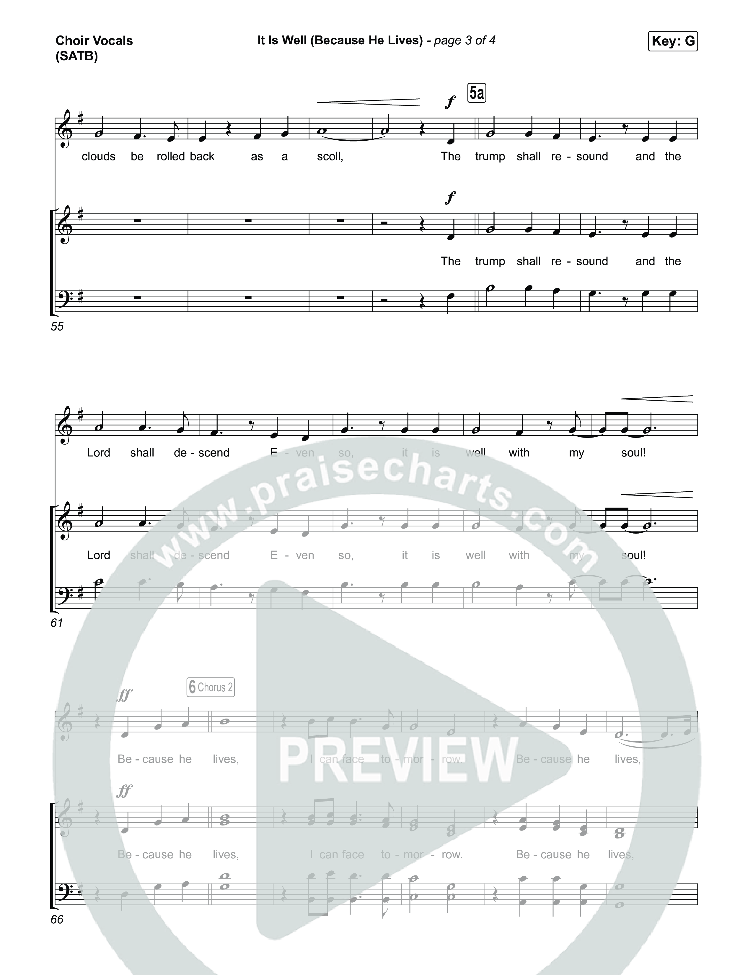 It Is Well (Because He Lives) (Choral Anthem SATB) Choir Sheet (SATB) (Tommee Profitt / Bay Turner / Arr. Luke Gambill)