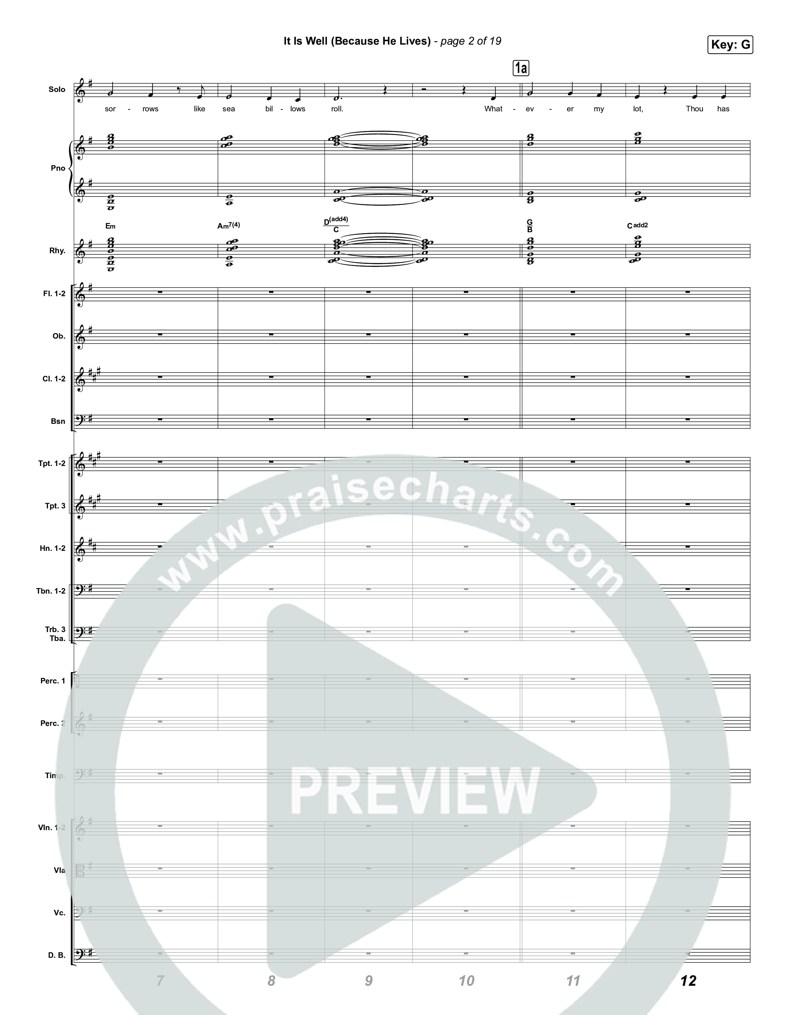It Is Well (Because He Lives) (Choral Anthem SATB) Orchestration (Tommee Profitt / Bay Turner / Arr. Luke Gambill)