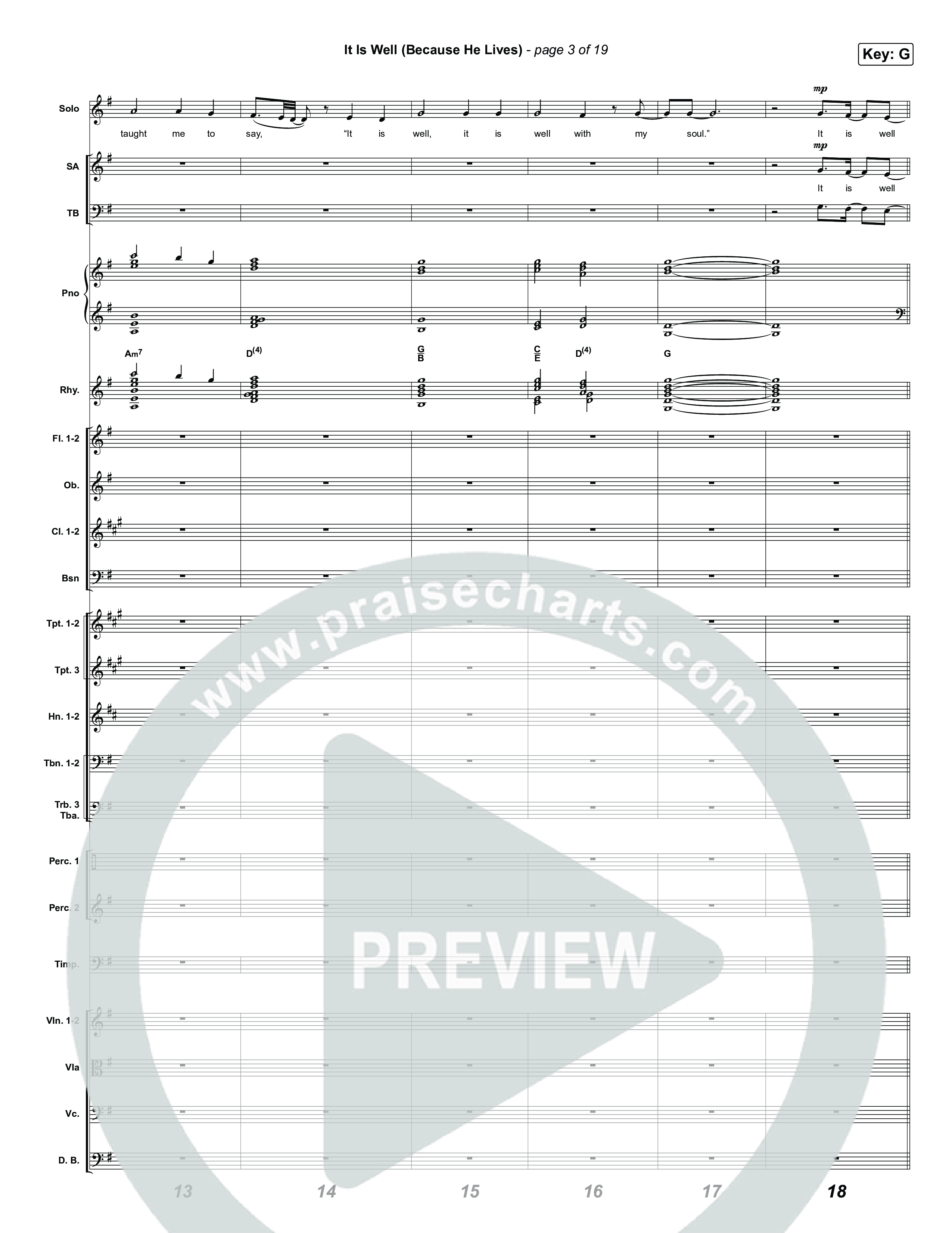 It Is Well (Because He Lives) (Choral Anthem SATB) Orchestration (Tommee Profitt / Bay Turner / Arr. Luke Gambill)