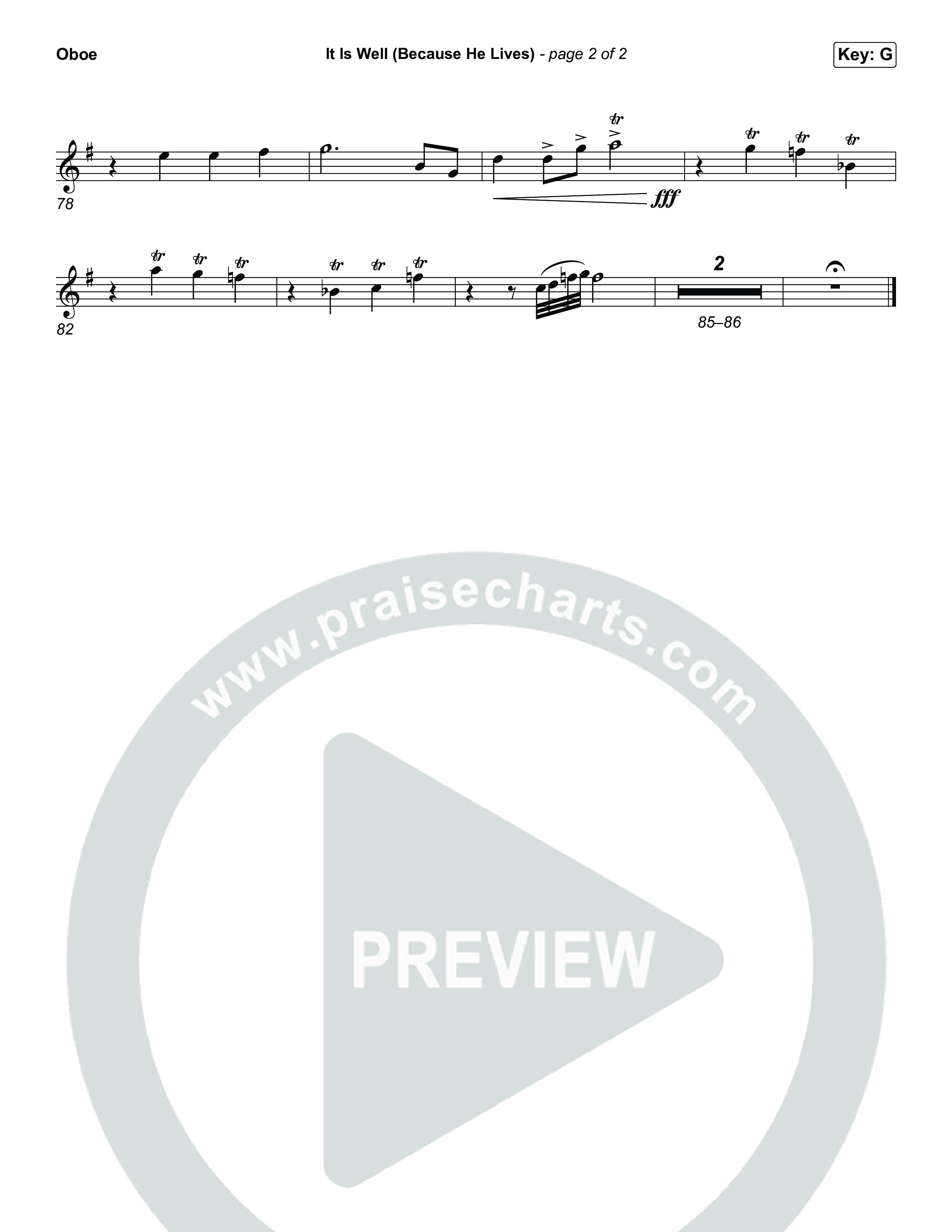 It Is Well (Because He Lives) (Choral Anthem SATB) Oboe (Tommee Profitt / Bay Turner / Arr. Luke Gambill)