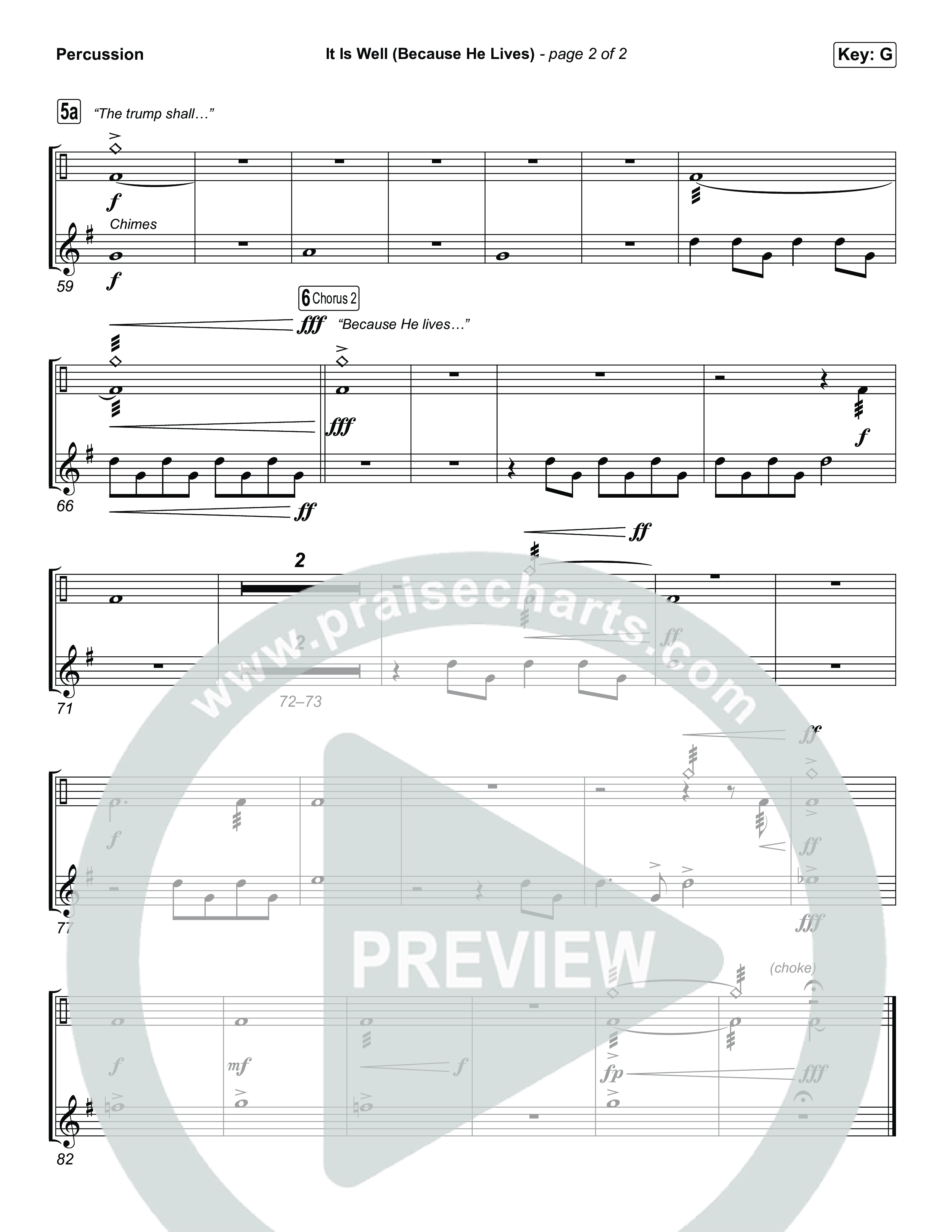 It Is Well (Because He Lives) (Choral Anthem SATB) Percussion (Tommee Profitt / Bay Turner / Arr. Luke Gambill)