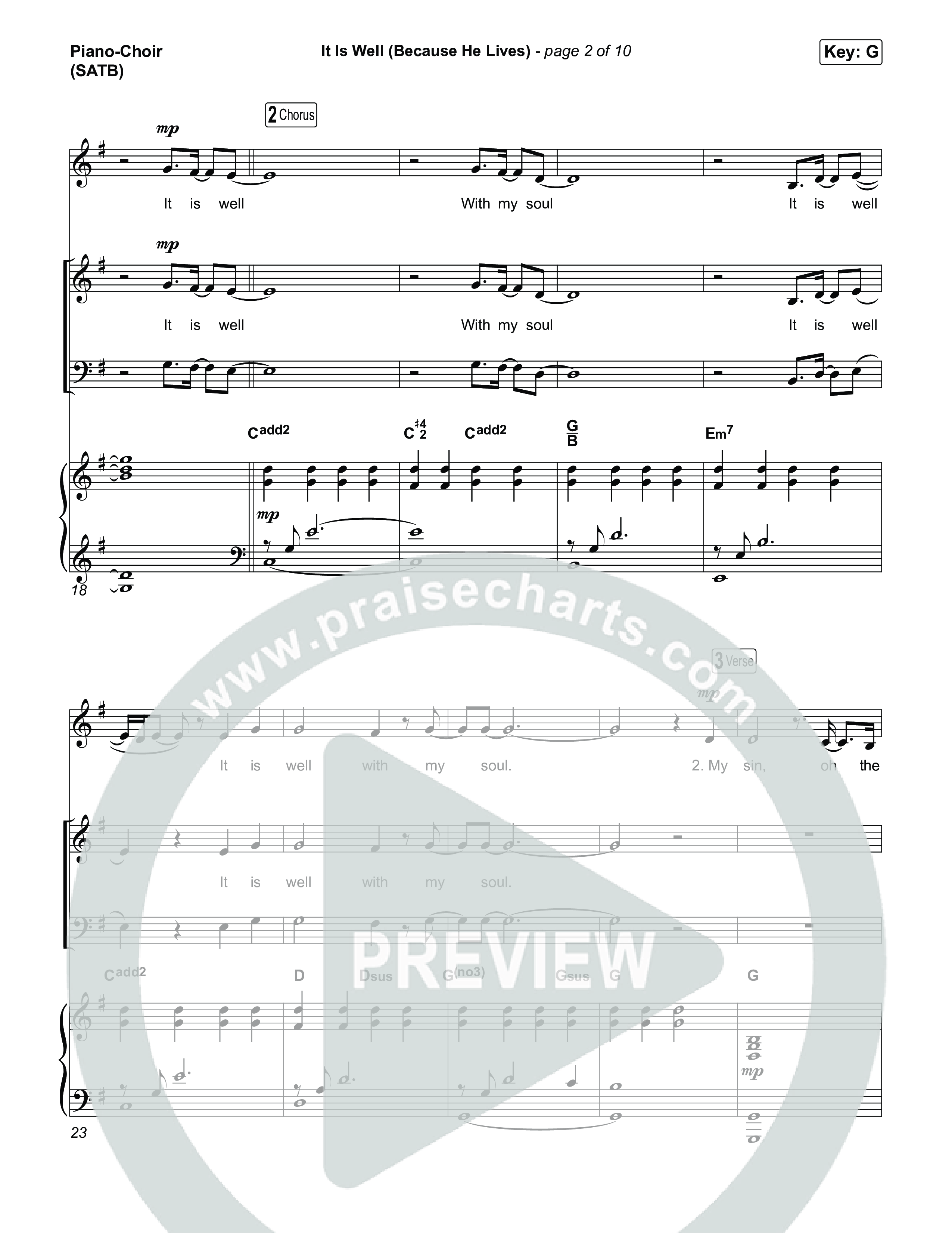 It Is Well (Because He Lives) (Choral Anthem SATB) Piano/Vocal (SATB) (Tommee Profitt / Bay Turner / Arr. Luke Gambill)