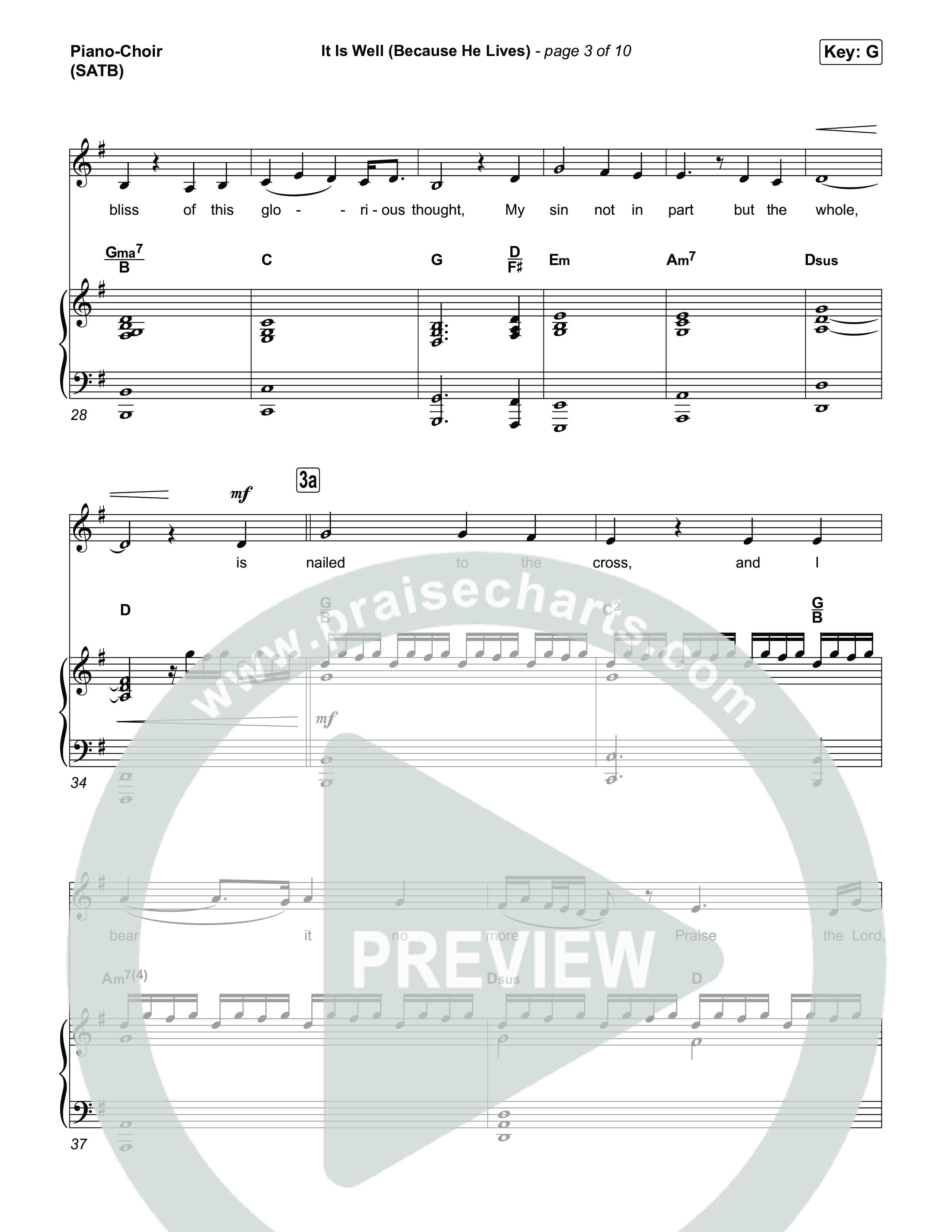 It Is Well (Because He Lives) (Choral Anthem SATB) Piano/Vocal (SATB) (Tommee Profitt / Bay Turner / Arr. Luke Gambill)