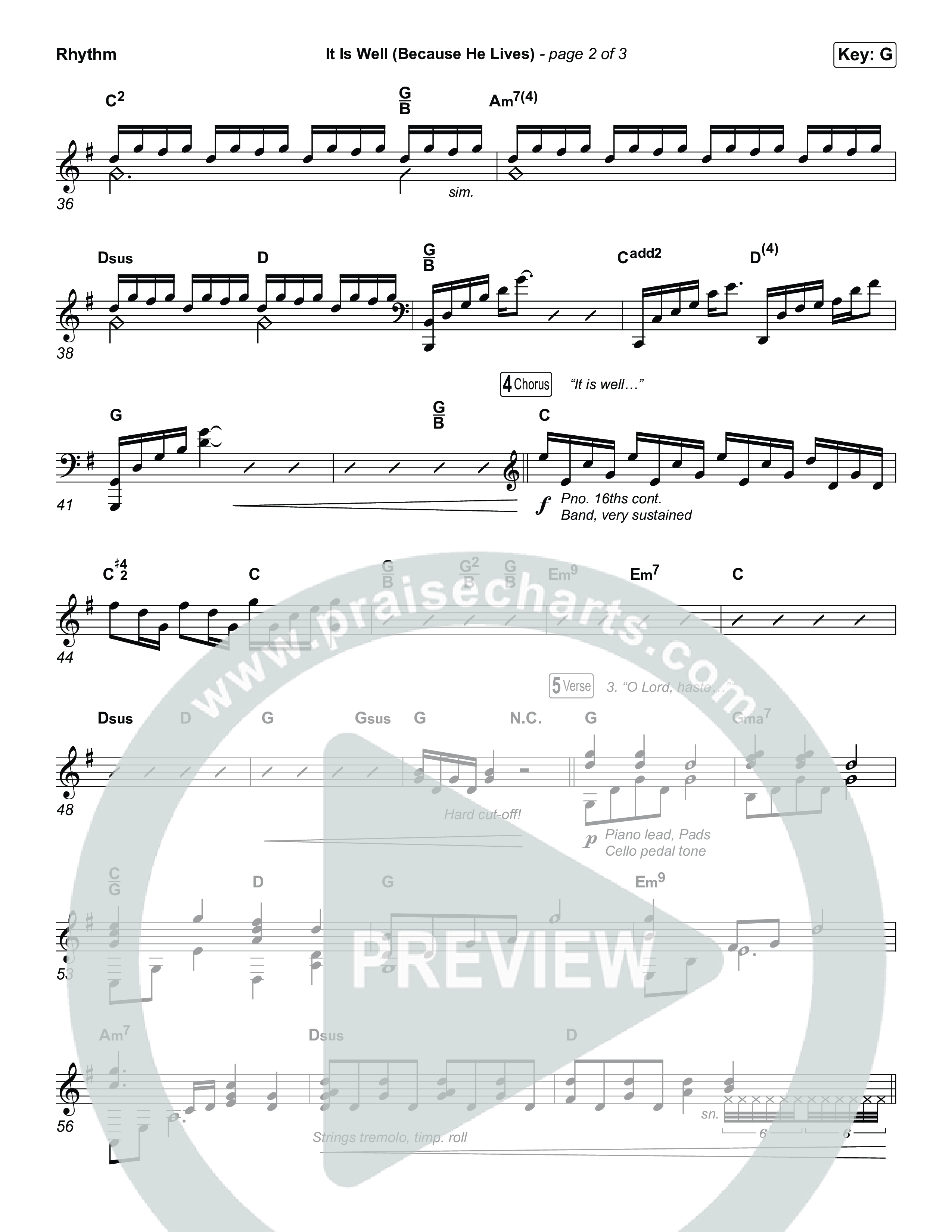 It Is Well (Because He Lives) (Choral Anthem SATB) Rhythm Chart (Tommee Profitt / Bay Turner / Arr. Luke Gambill)