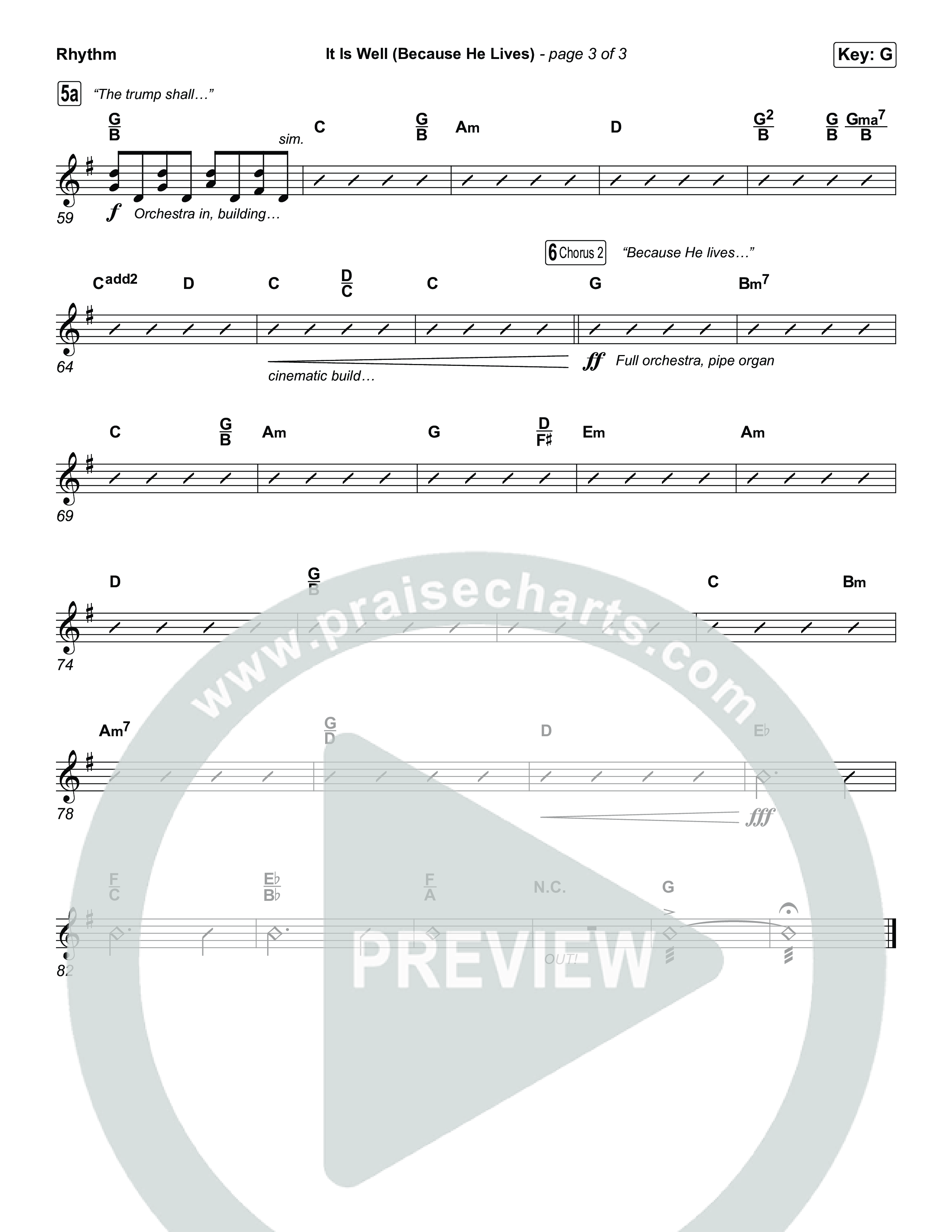 It Is Well (Because He Lives) (Choral Anthem SATB) Rhythm Chart (Tommee Profitt / Bay Turner / Arr. Luke Gambill)