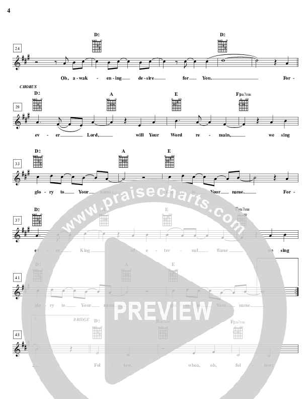 Your Word Lead Sheet (Parachute Band)