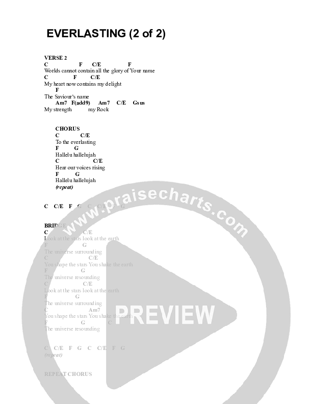Everlasting Chord Chart (Parachute Band)