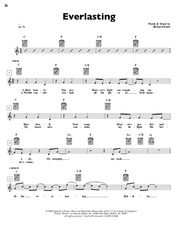 Everlasting Lead Sheet (Parachute Band)