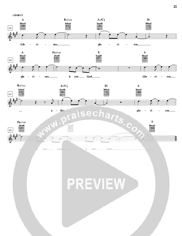 Glorious Is Our God Lead Sheet (Parachute Band)
