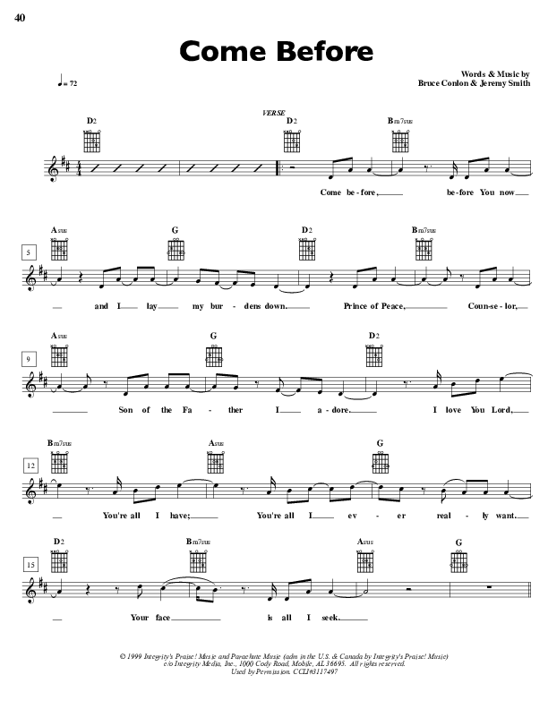 Come Before Lead Sheet (Parachute Band)
