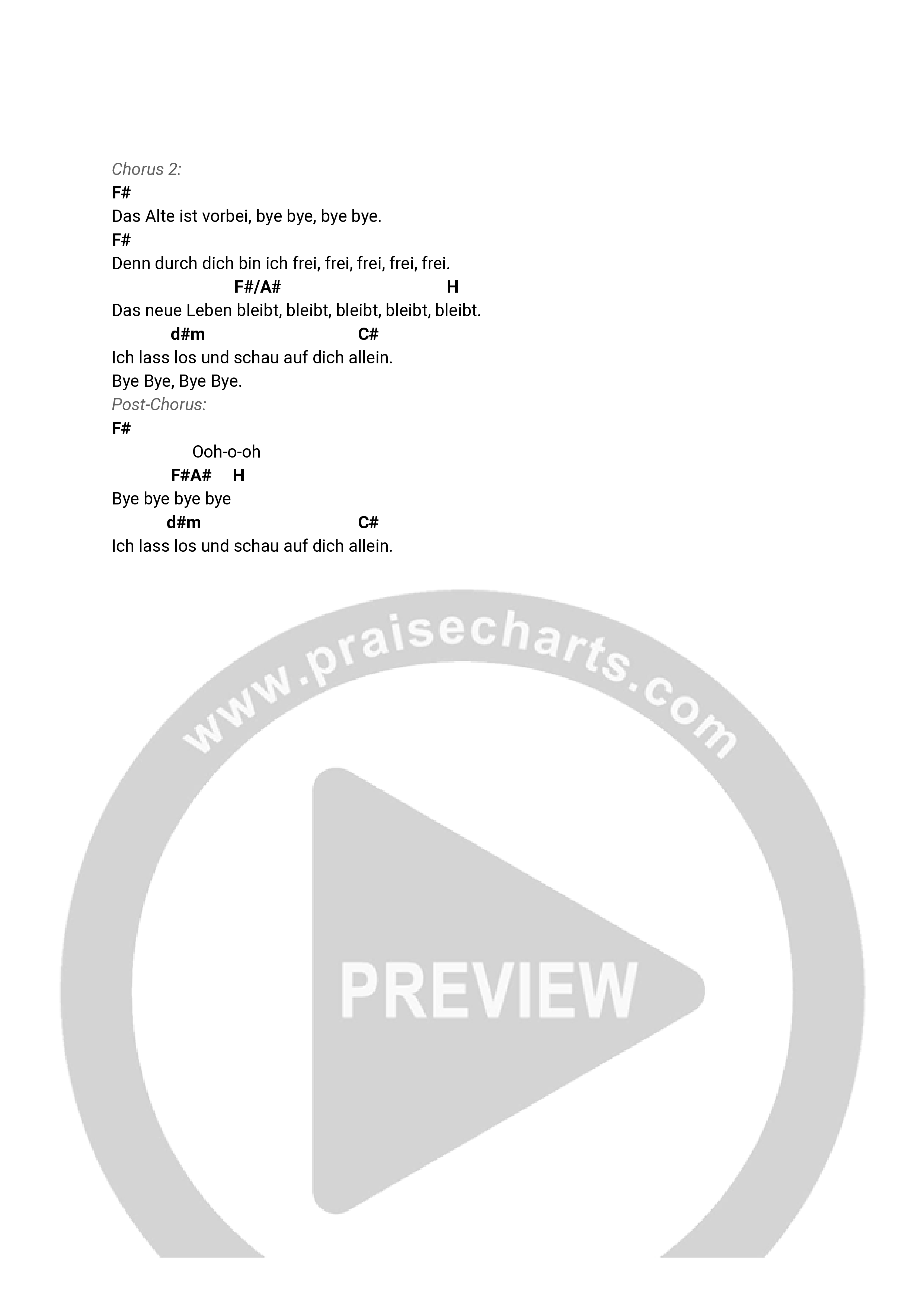 Bye Bye (Live) Chord Chart (URBAN YOUTH WORSHIP)