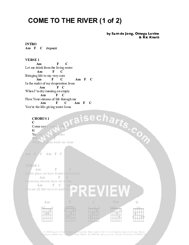 Come To The River Chords & Lyrics (Parachute Band)