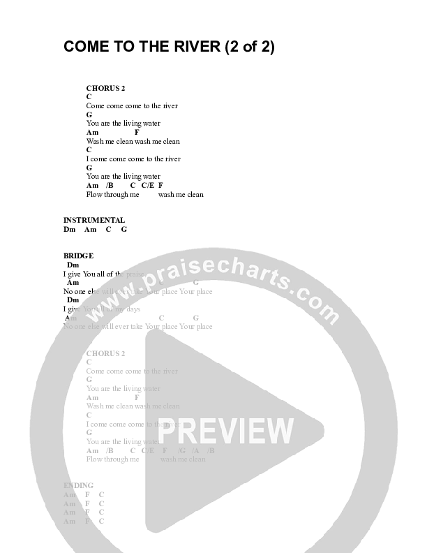 Come To The River Chords & Lyrics (Parachute Band)