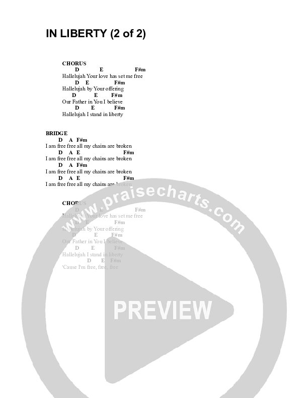 In Liberty Chord Chart (Parachute Band)