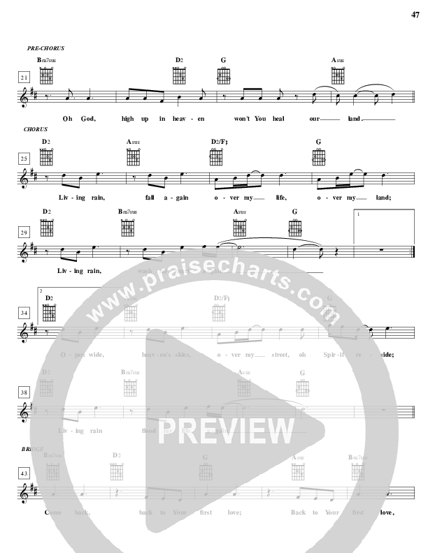 Living Rain Lead Sheet (Parachute Band)