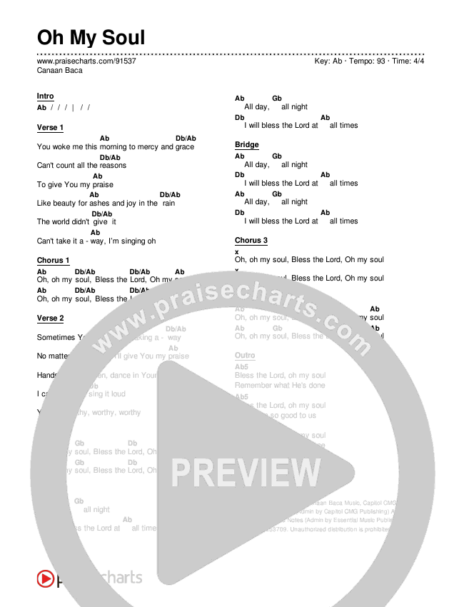 Oh My Soul Chords & Lyrics (Canaan Baca)