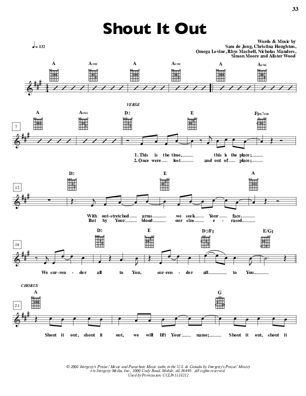 Shout It Out Lead Sheet (Parachute Band)