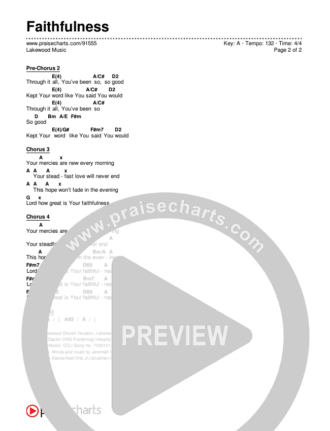 Faithfulness Chords & Lyrics (Lakewood Music)