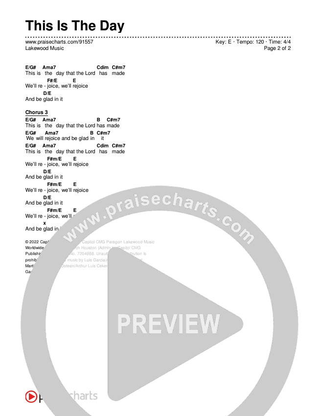 This Is The Day Chords & Lyrics (Lakewood Music)