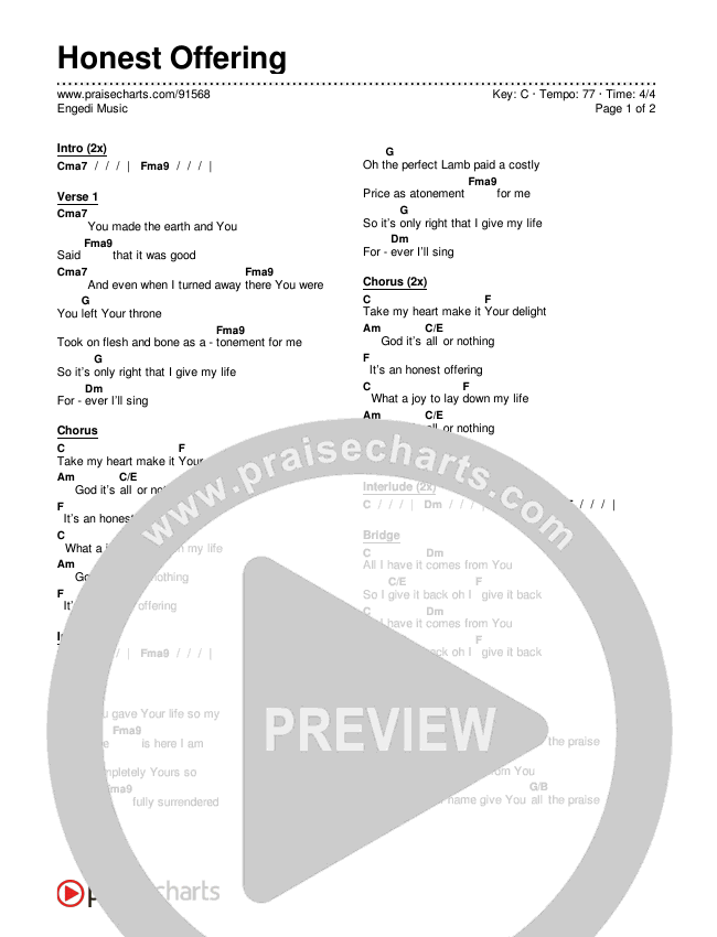 Honest Offering Chords & Lyrics (Engedi Music)