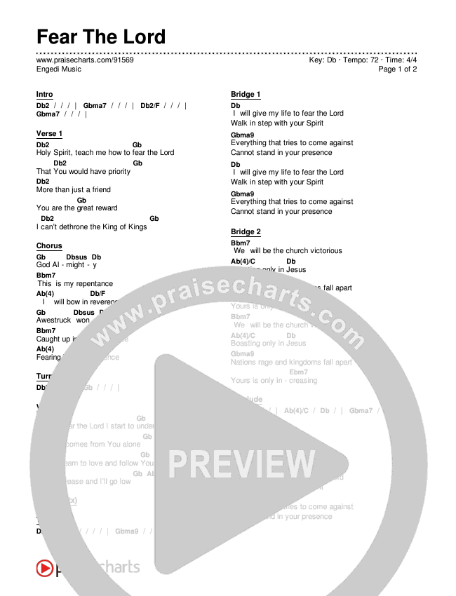 Fear The Lord Chords & Lyrics (Engedi Music)