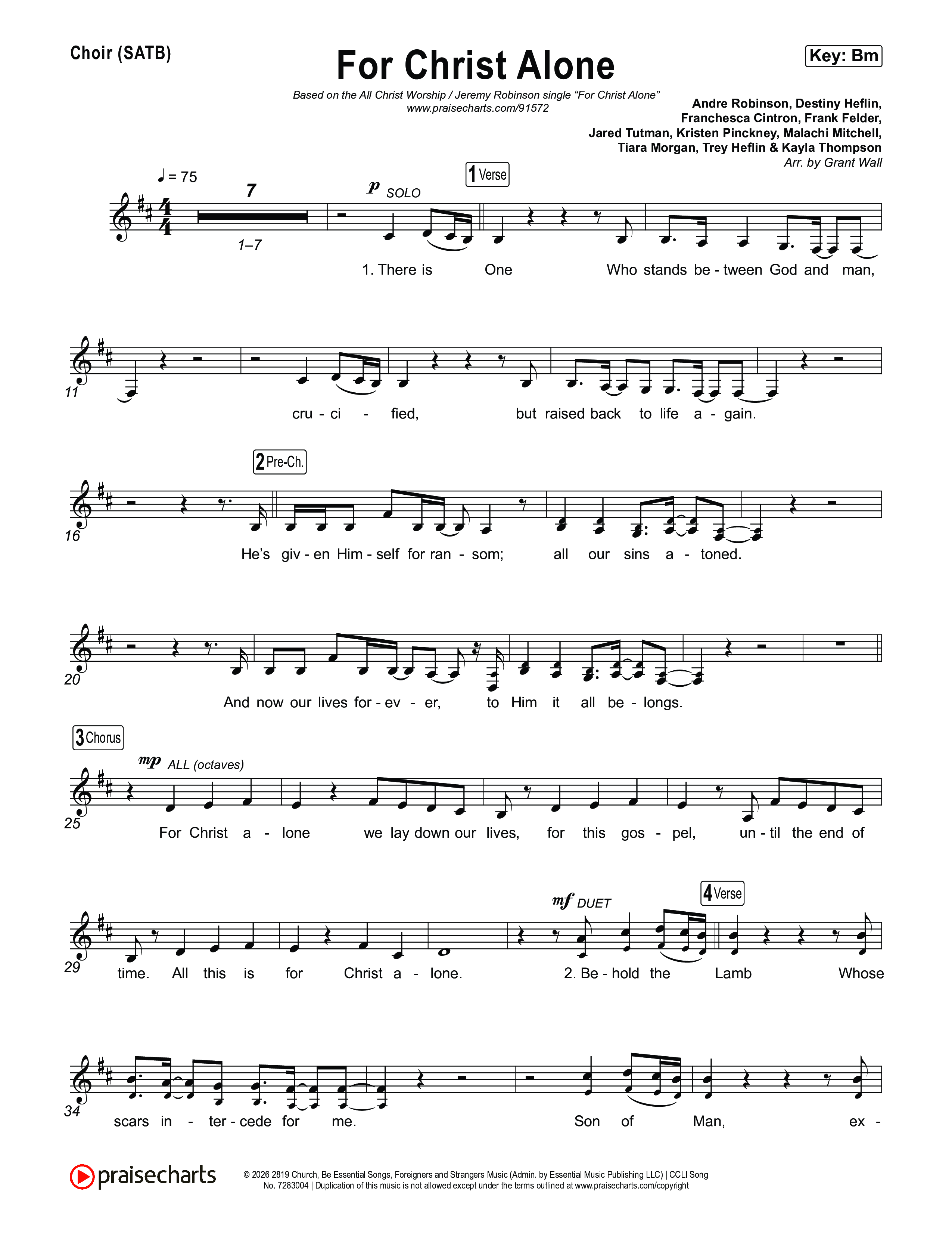 For Christ Alone Choir Sheet (SATB) (All Christ Worship / Jeremy Robinson)