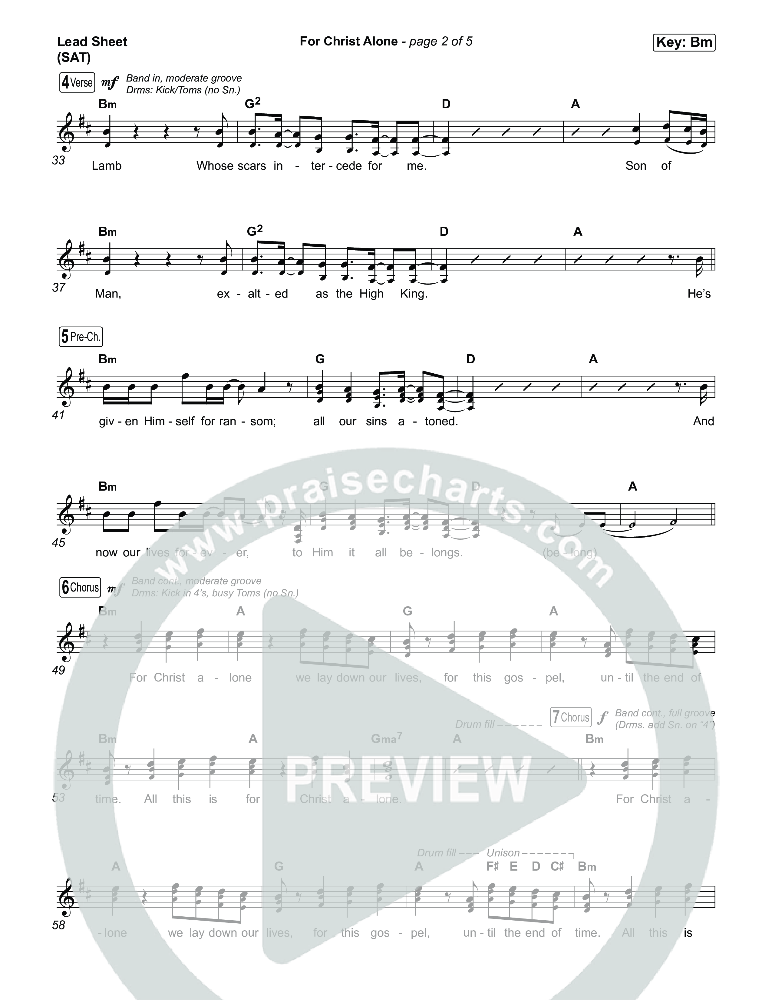 For Christ Alone Lead Sheet (SAT) (All Christ Worship / Jeremy Robinson)