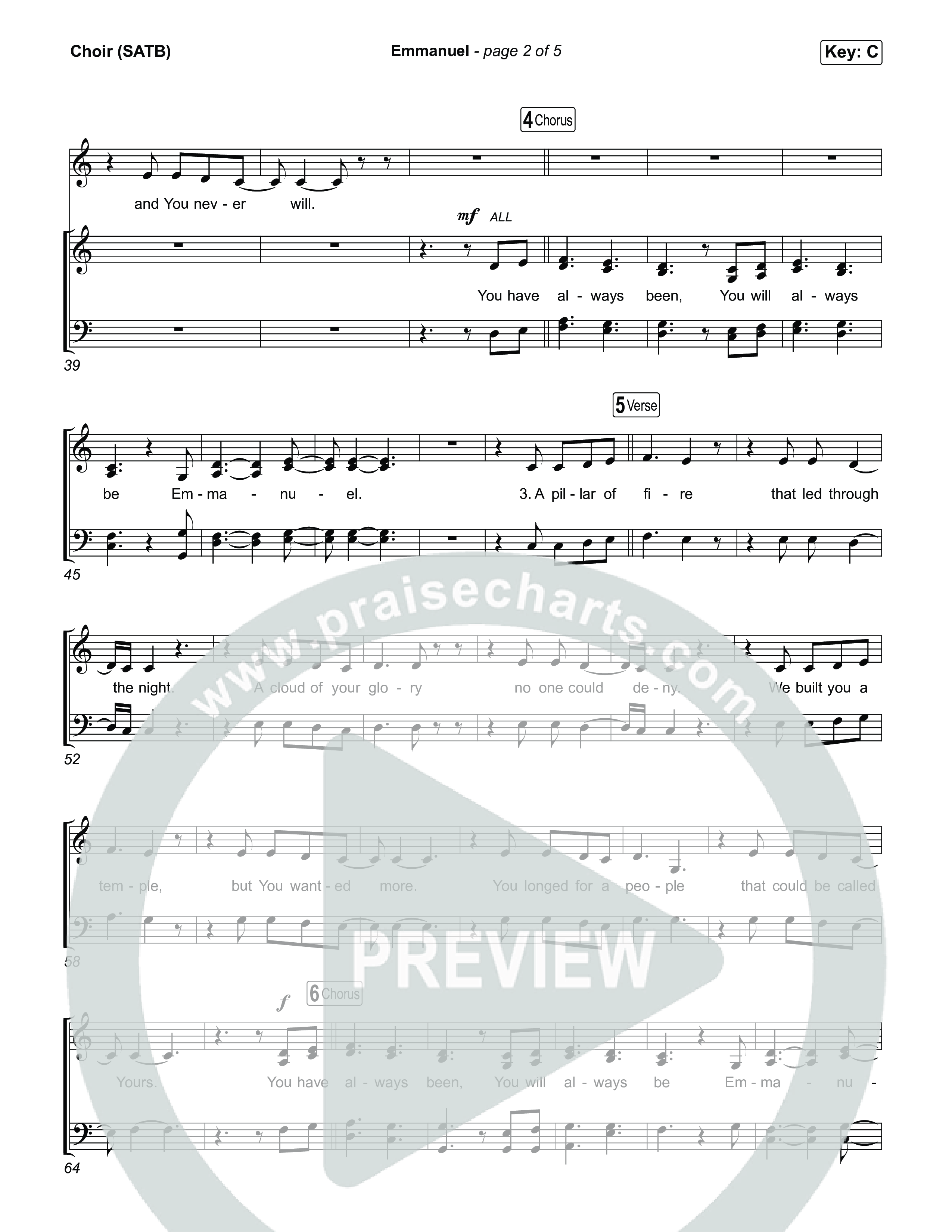 Emmanuel (Live) Choir Sheet (SATB) (Charity Gayle / Ryan Kennedy)