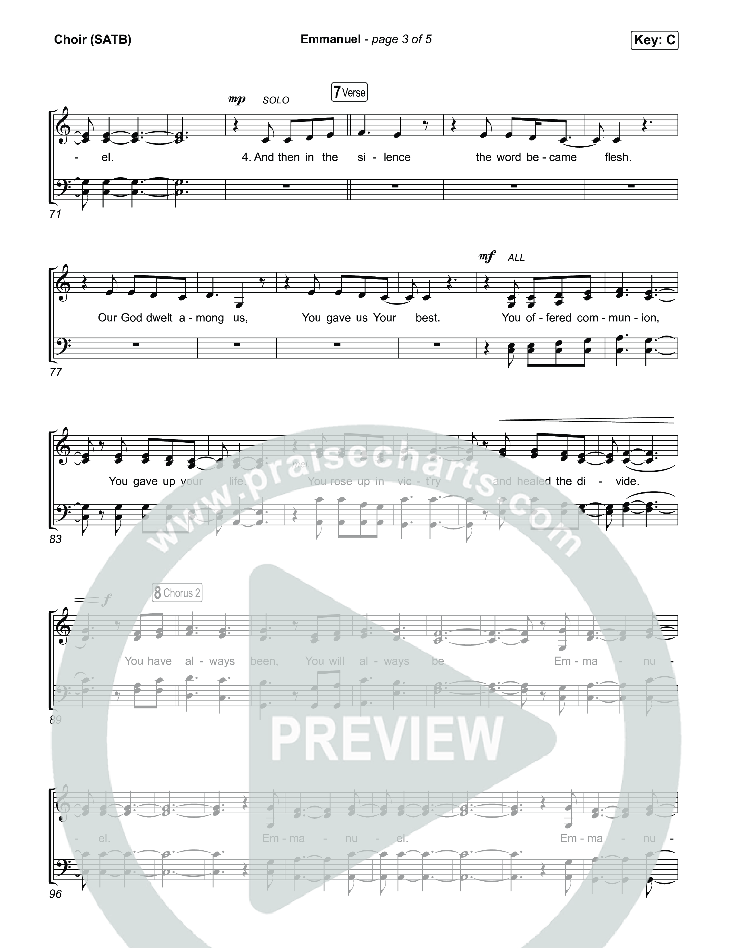 Emmanuel (Live) Choir Sheet (SATB) (Charity Gayle / Ryan Kennedy)