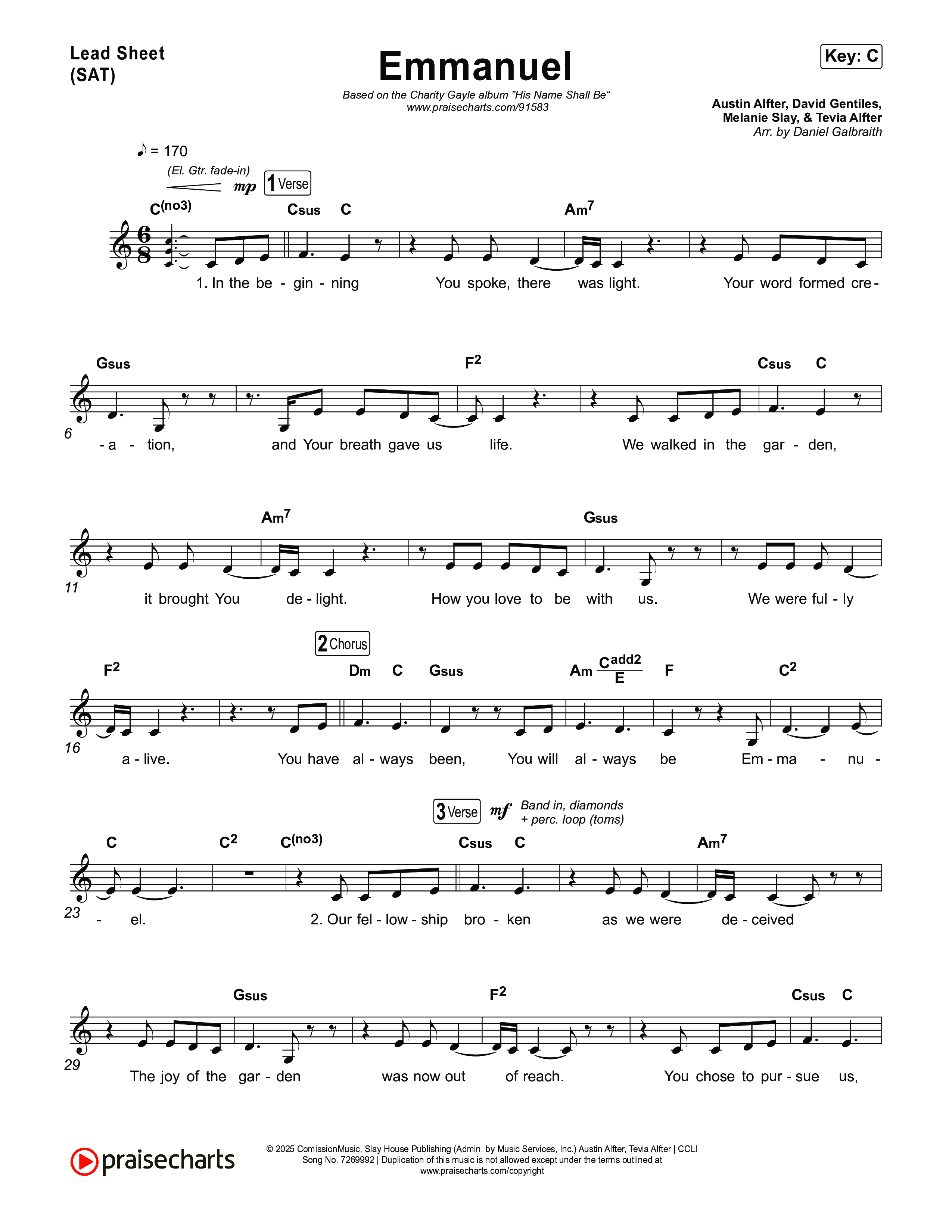 Emmanuel (Live) Lead Sheet (SAT) (Charity Gayle / Ryan Kennedy)