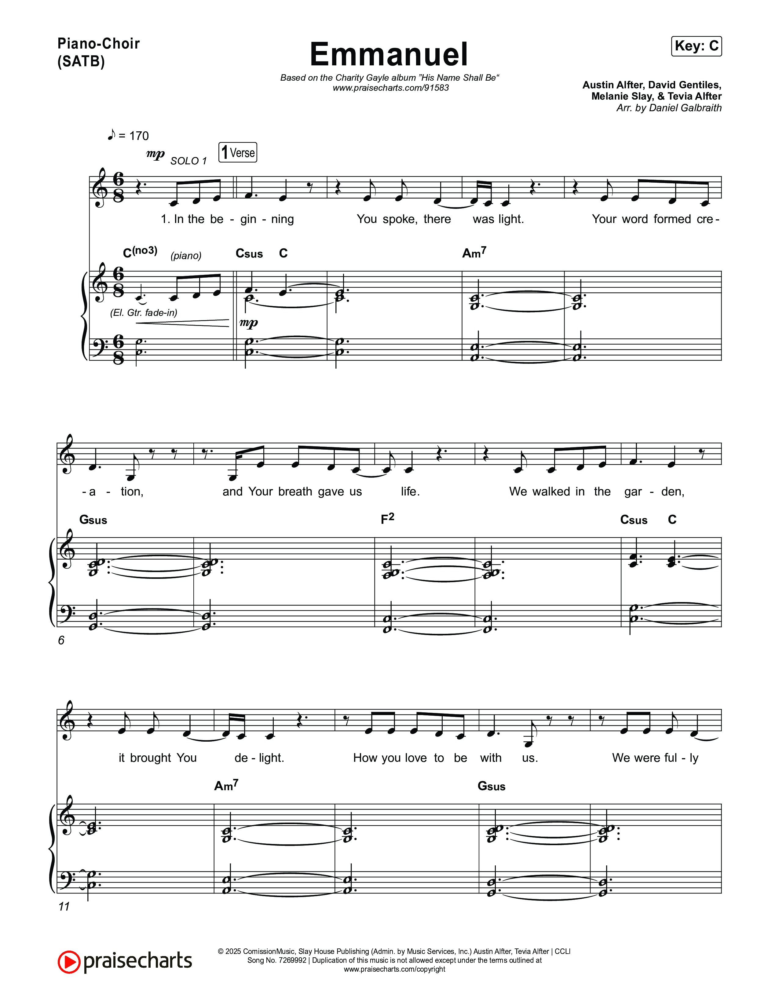 Emmanuel (Live) Piano/Vocal Pack (Charity Gayle / Ryan Kennedy)