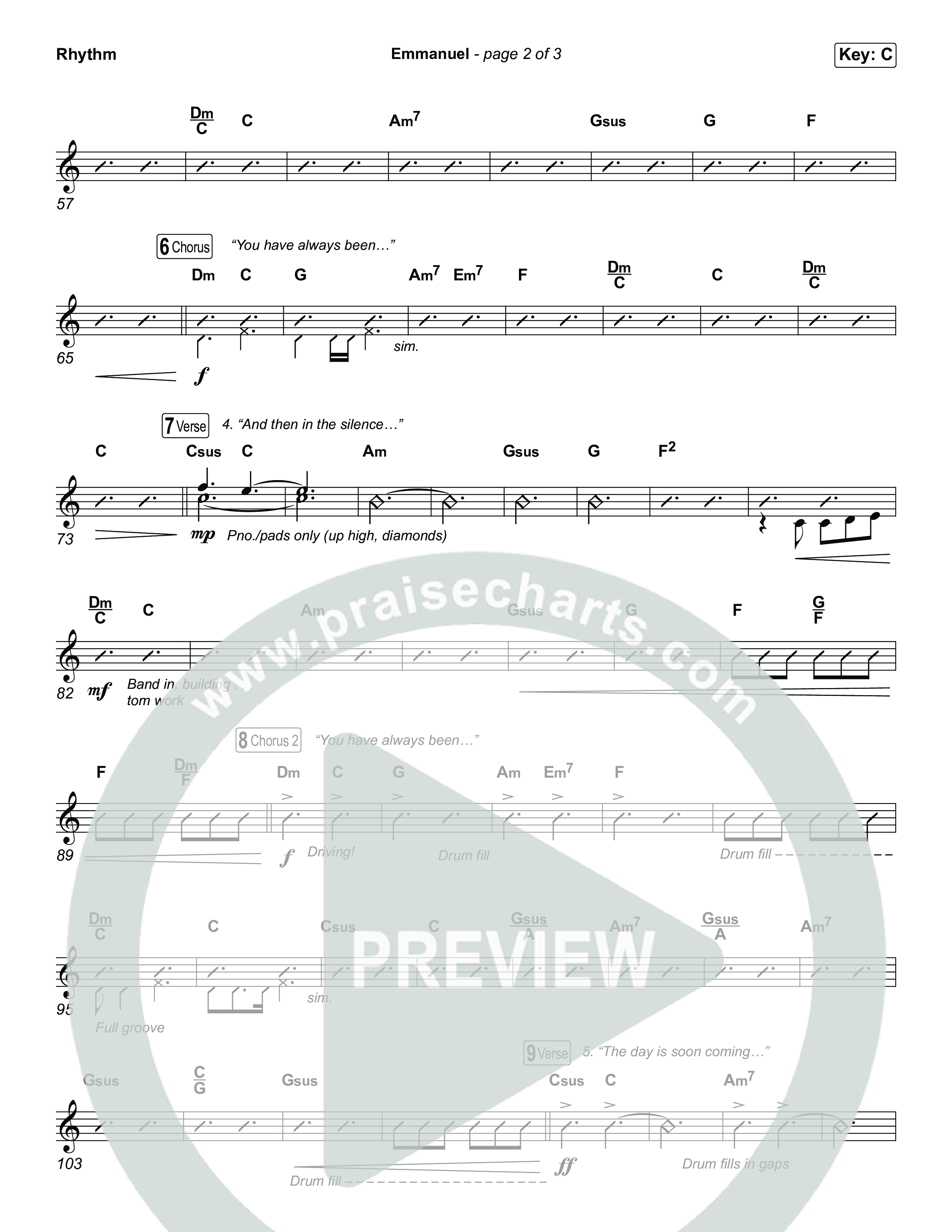 Emmanuel (Live) Rhythm Chart (Charity Gayle / Ryan Kennedy)