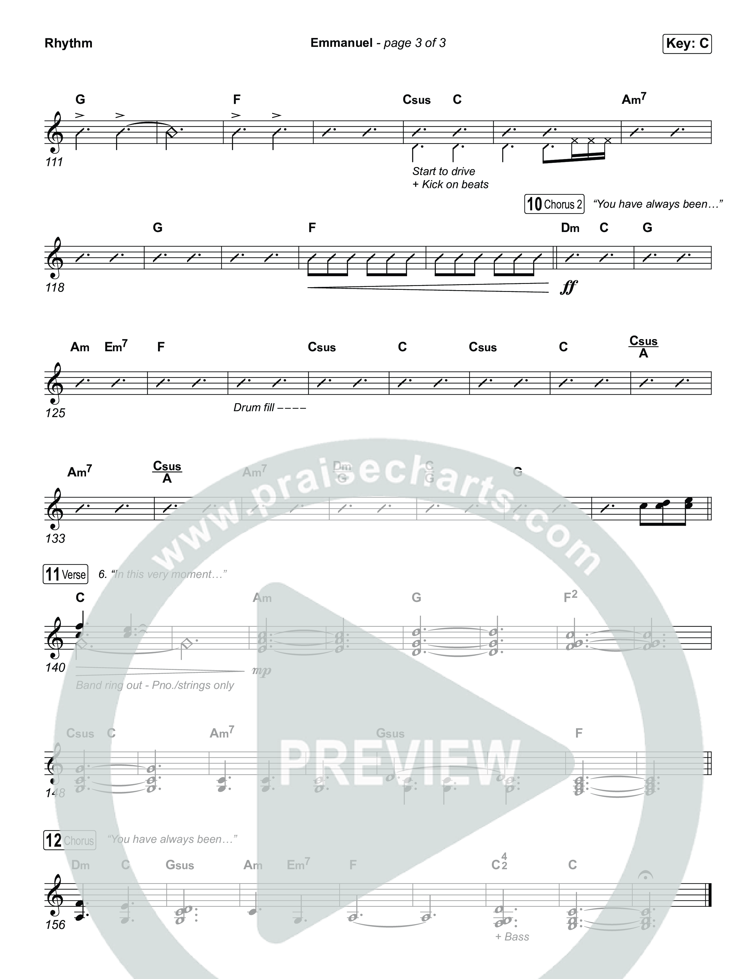 Emmanuel (Live) Rhythm Chart (Charity Gayle / Ryan Kennedy)