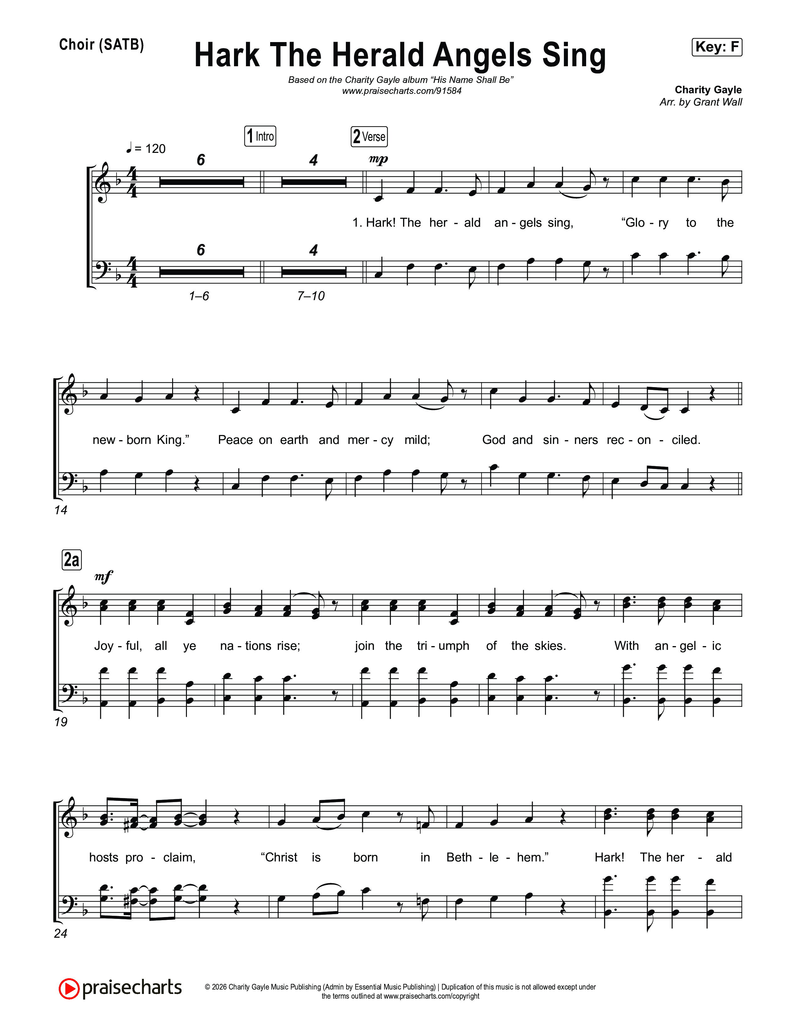 Hark The Herald Angels Sing Choir Sheet (SATB) (Charity Gayle)