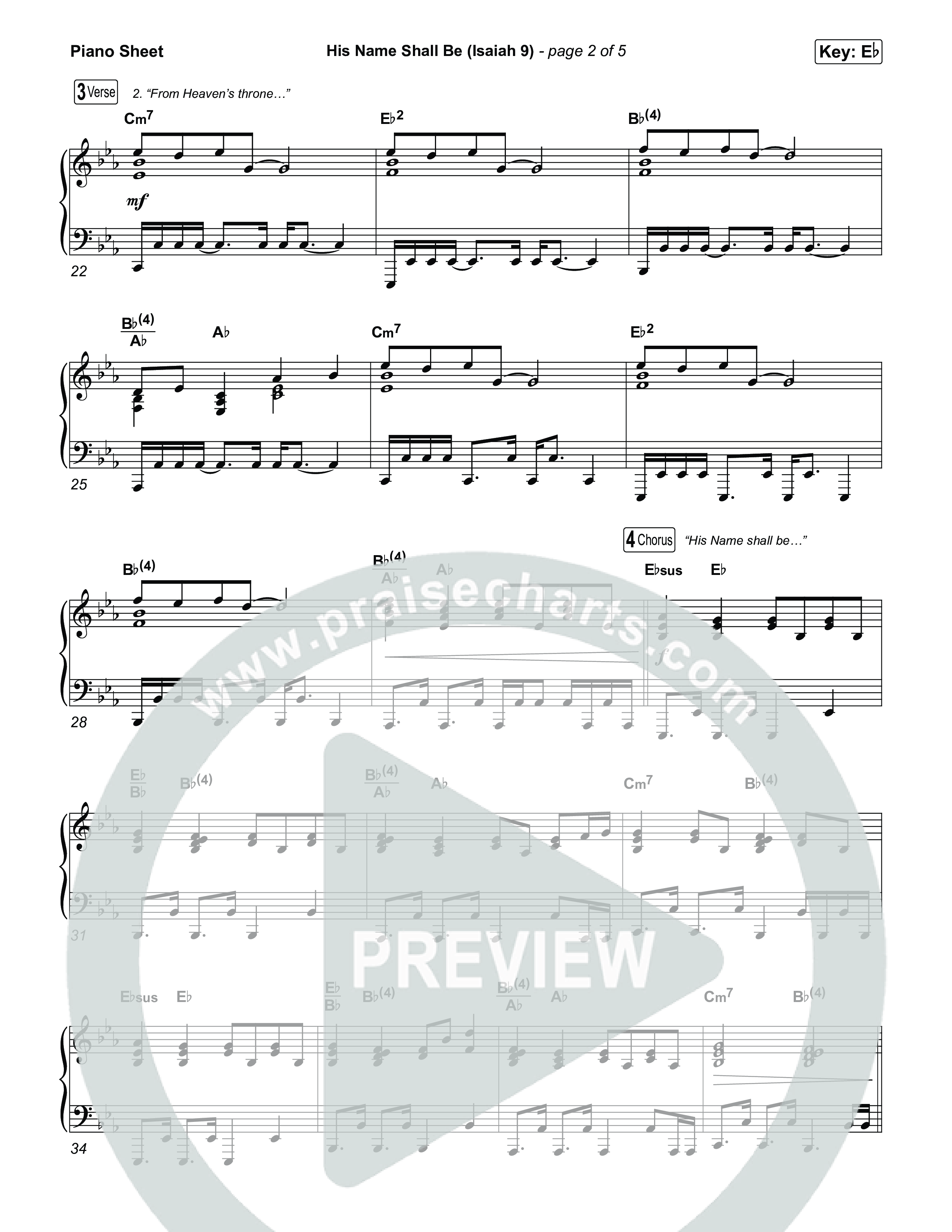 His Name Shall Be (Isaiah 9) Piano Sheet (Charity Gayle)