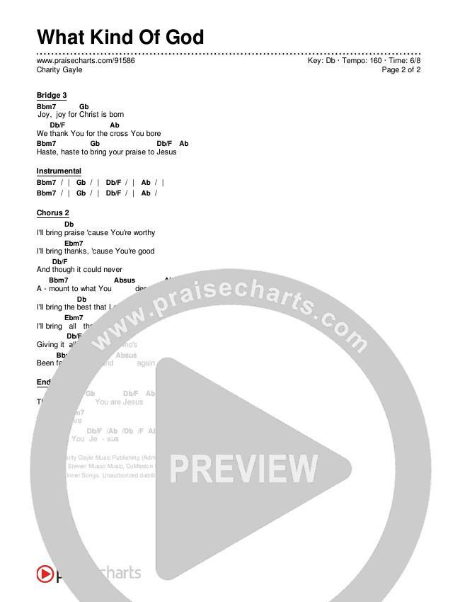 What Kind Of God Chords & Lyrics (Charity Gayle)