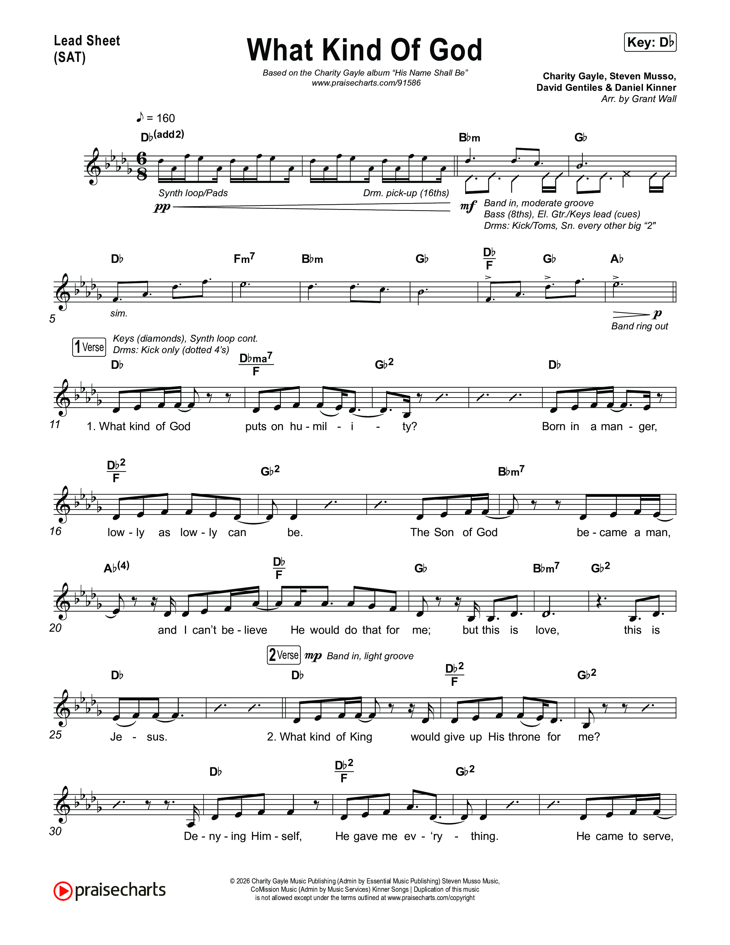 What Kind Of God Lead Sheet (SAT) (Charity Gayle)