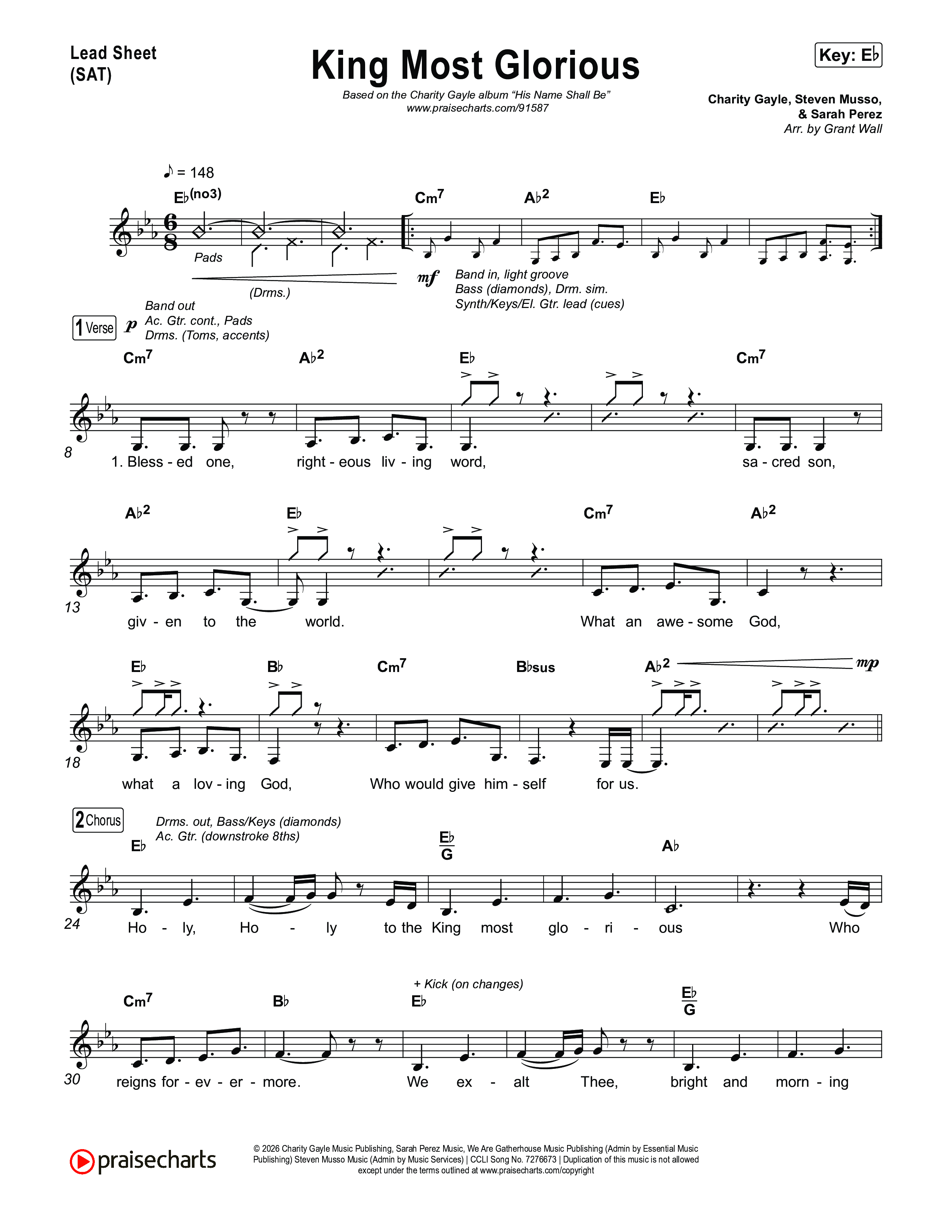 King Most Glorious Lead Sheet (SAT) (Charity Gayle)