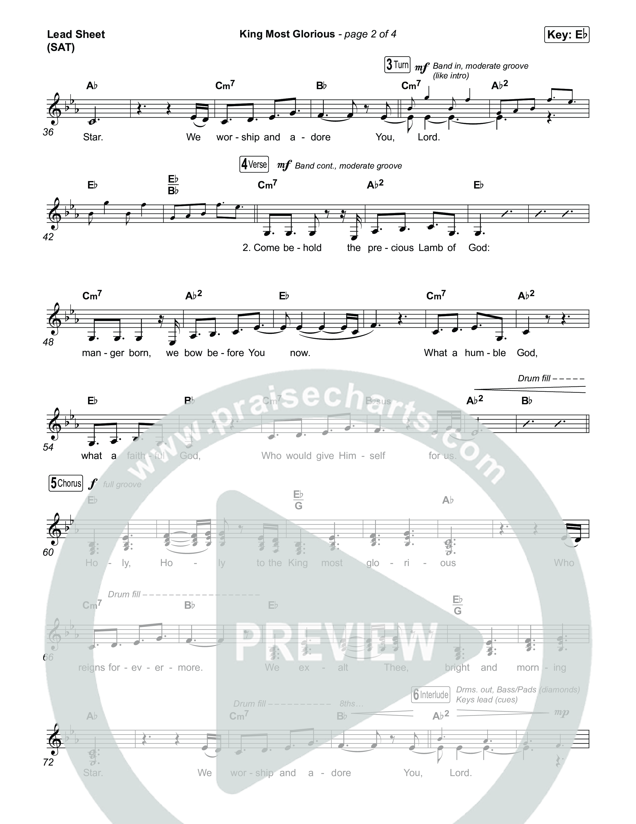 King Most Glorious Lead Sheet (SAT) (Charity Gayle)