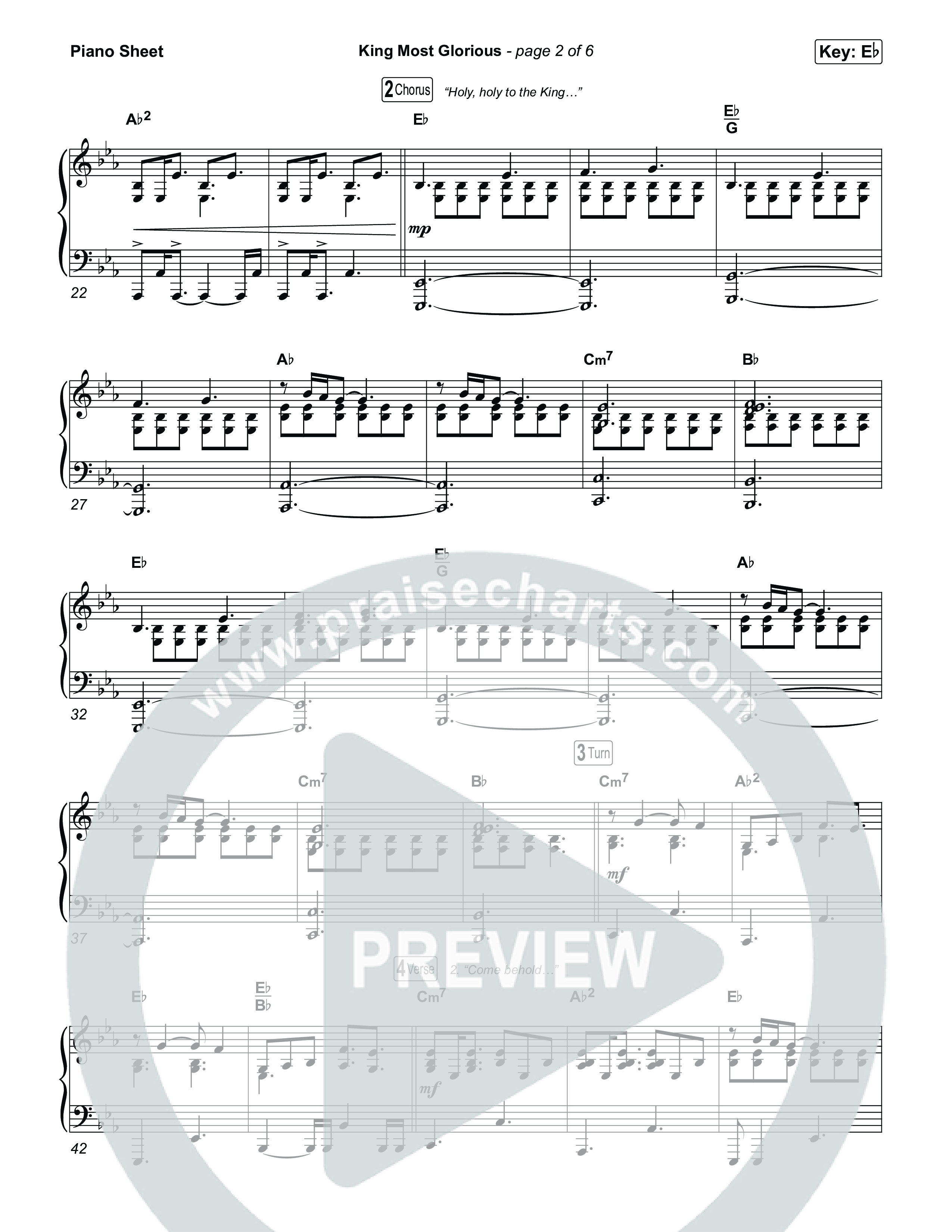 King Most Glorious Piano Sheet (Charity Gayle)