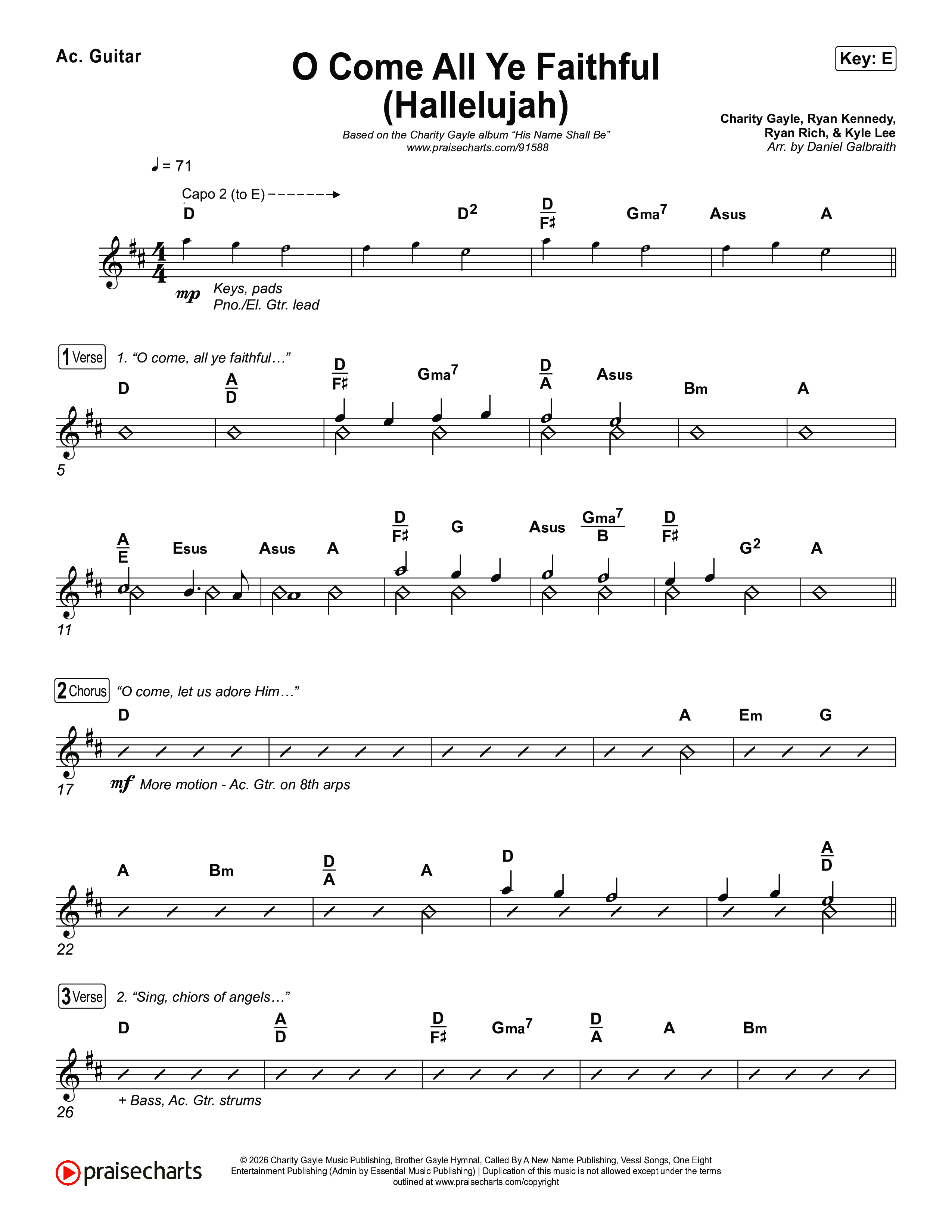 O Come All Ye Faithful (Hallelujah) Acoustic Guitar (Charity Gayle)