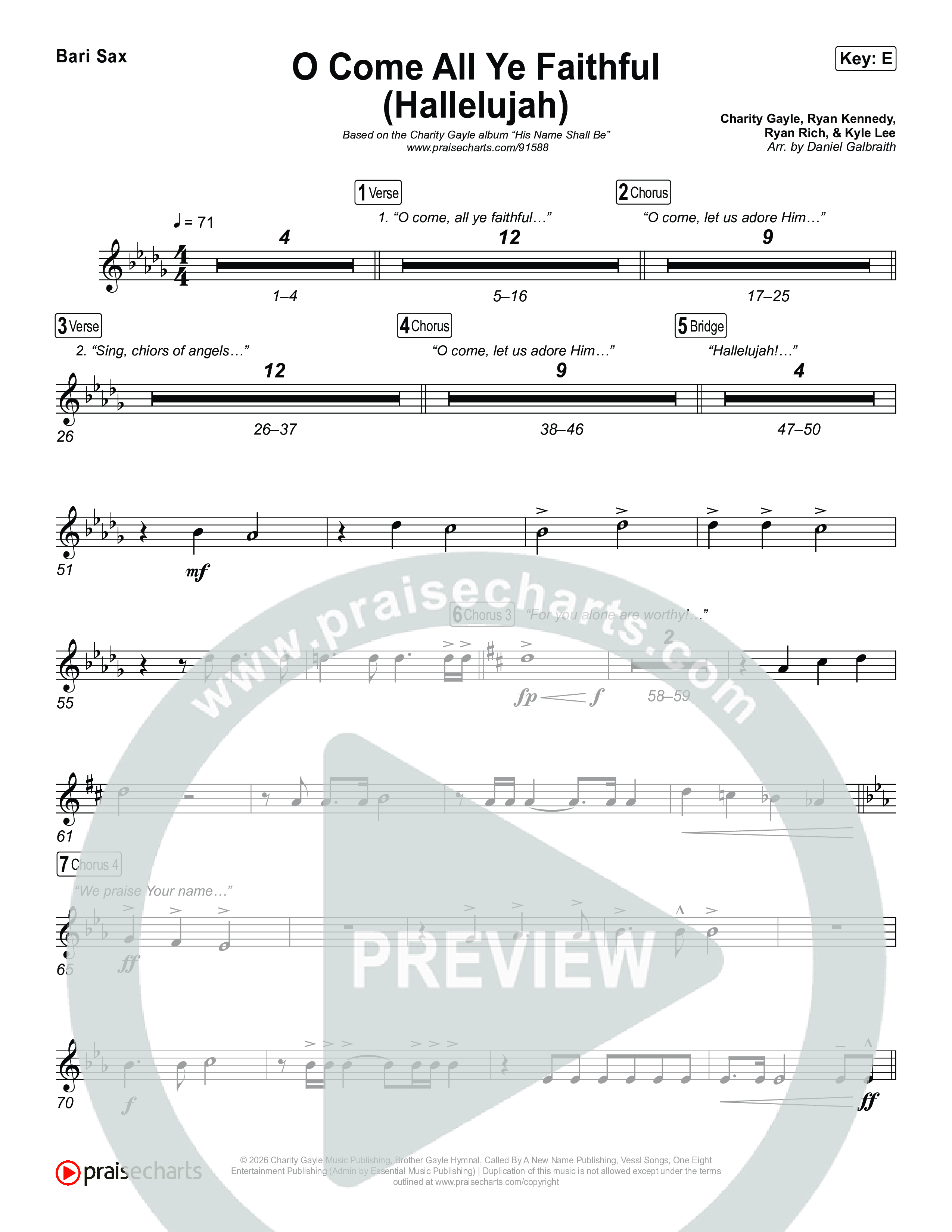 O Come All Ye Faithful (Hallelujah) Bari Sax (Charity Gayle)