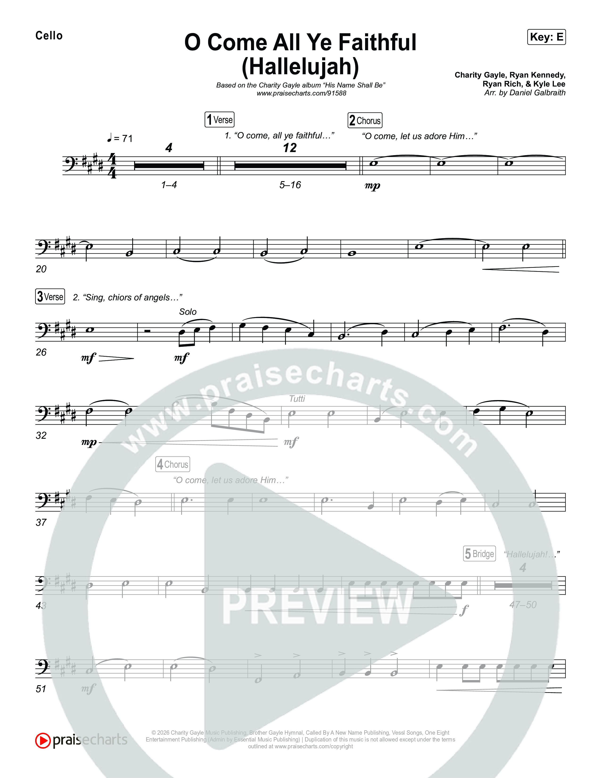 O Come All Ye Faithful (Hallelujah) Cello (Charity Gayle)