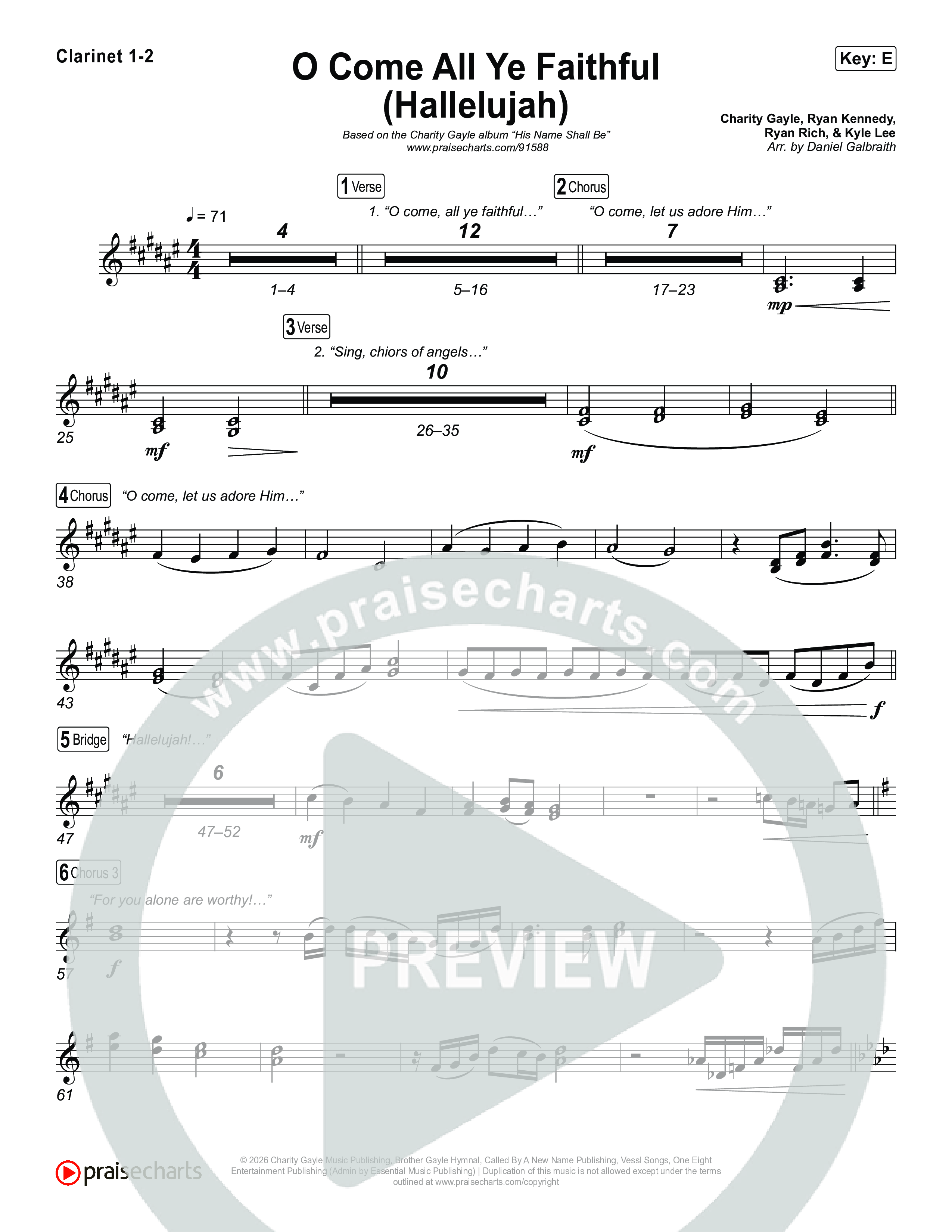 O Come All Ye Faithful (Hallelujah) Clarinet 1,2 (Charity Gayle)