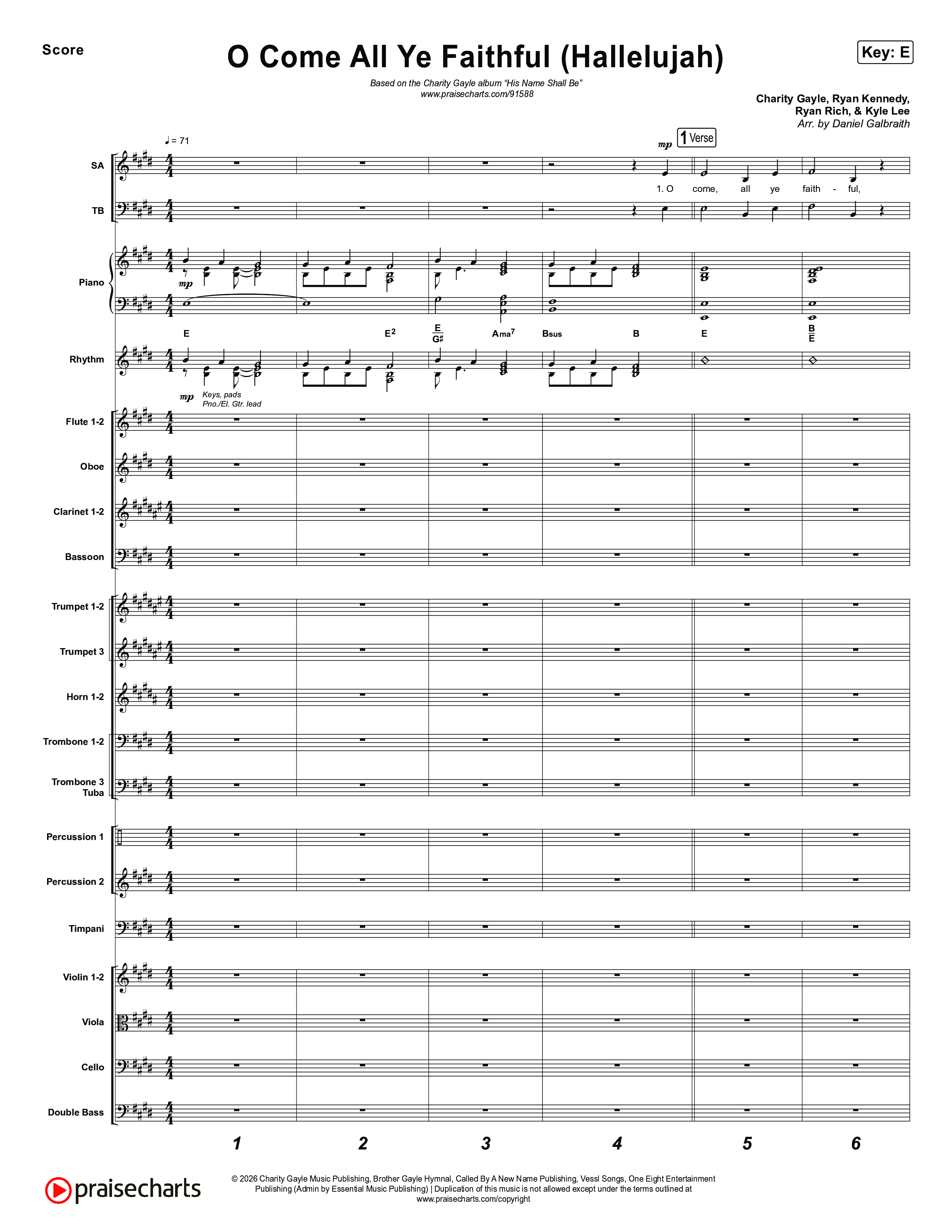 O Come All Ye Faithful (Hallelujah) Orchestration (Charity Gayle)