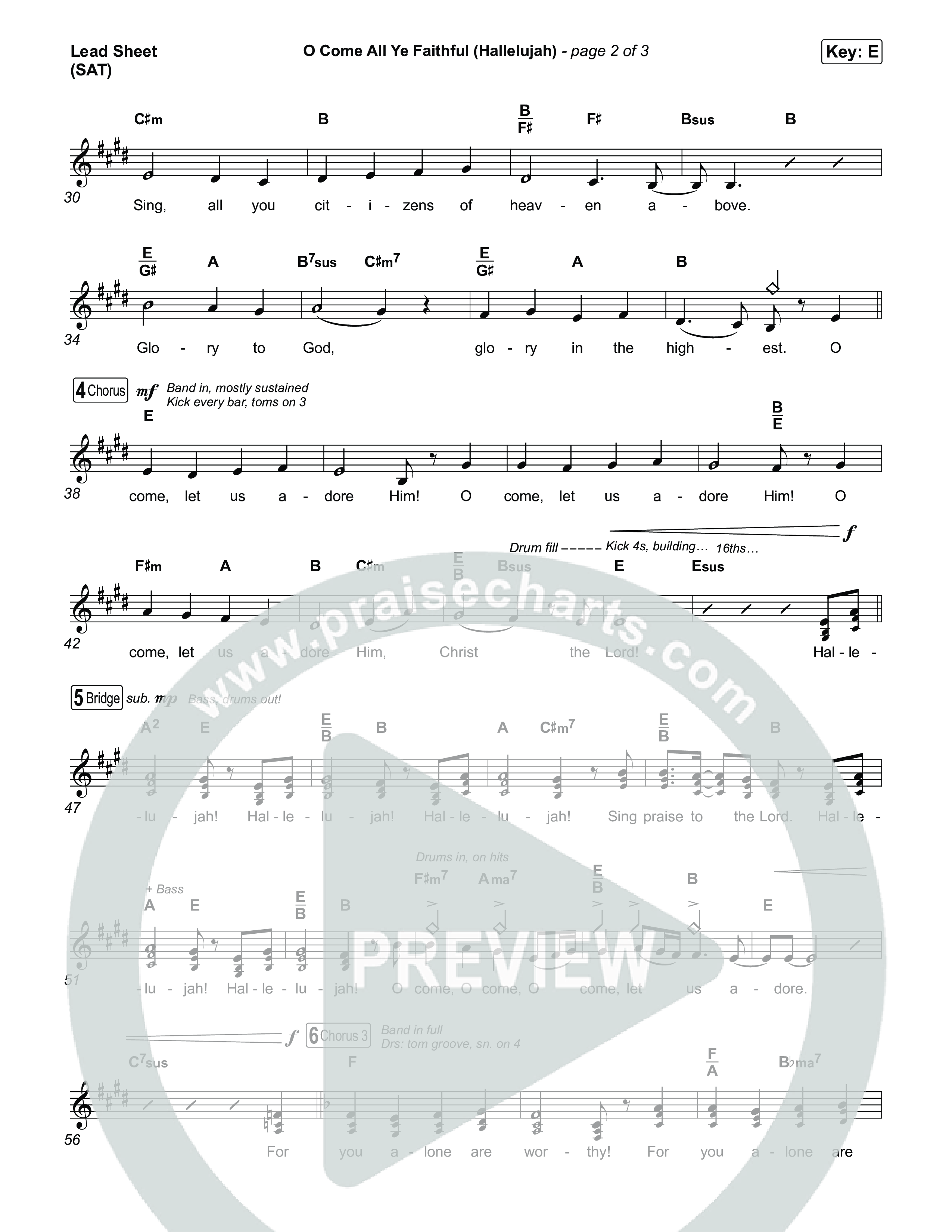 O Come All Ye Faithful (Hallelujah) Lead Sheet (SAT) (Charity Gayle)