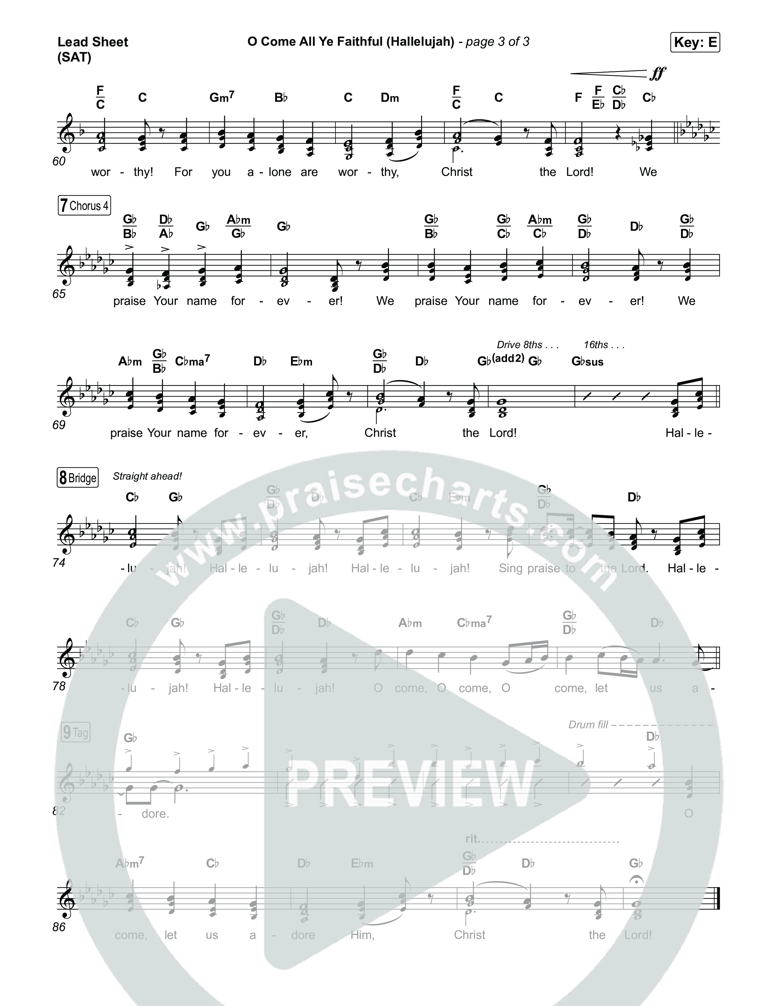 O Come All Ye Faithful (Hallelujah) Lead Sheet (SAT) (Charity Gayle)