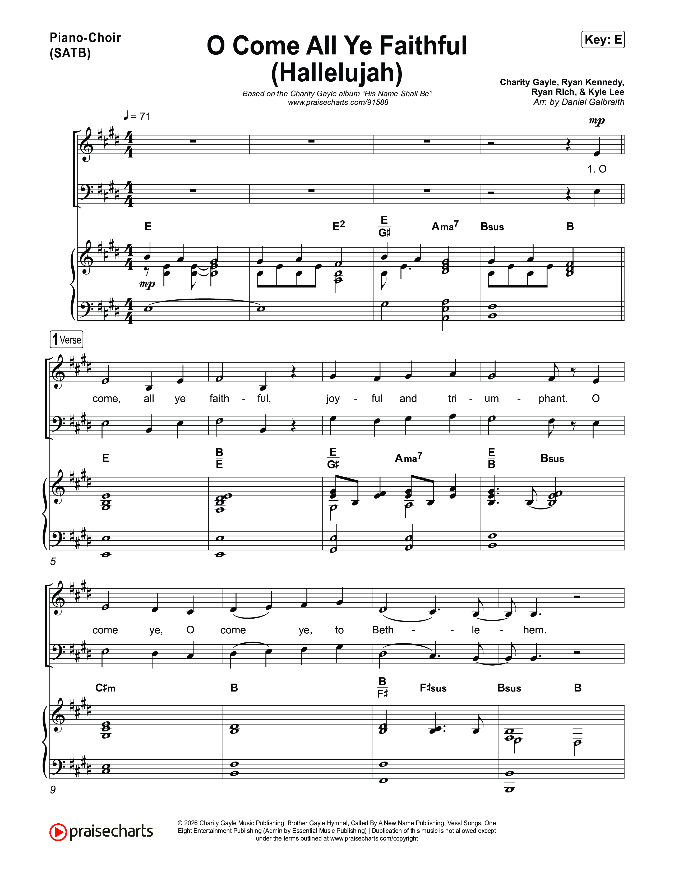 O Come All Ye Faithful (Hallelujah) Piano/Vocal Pack (Charity Gayle)